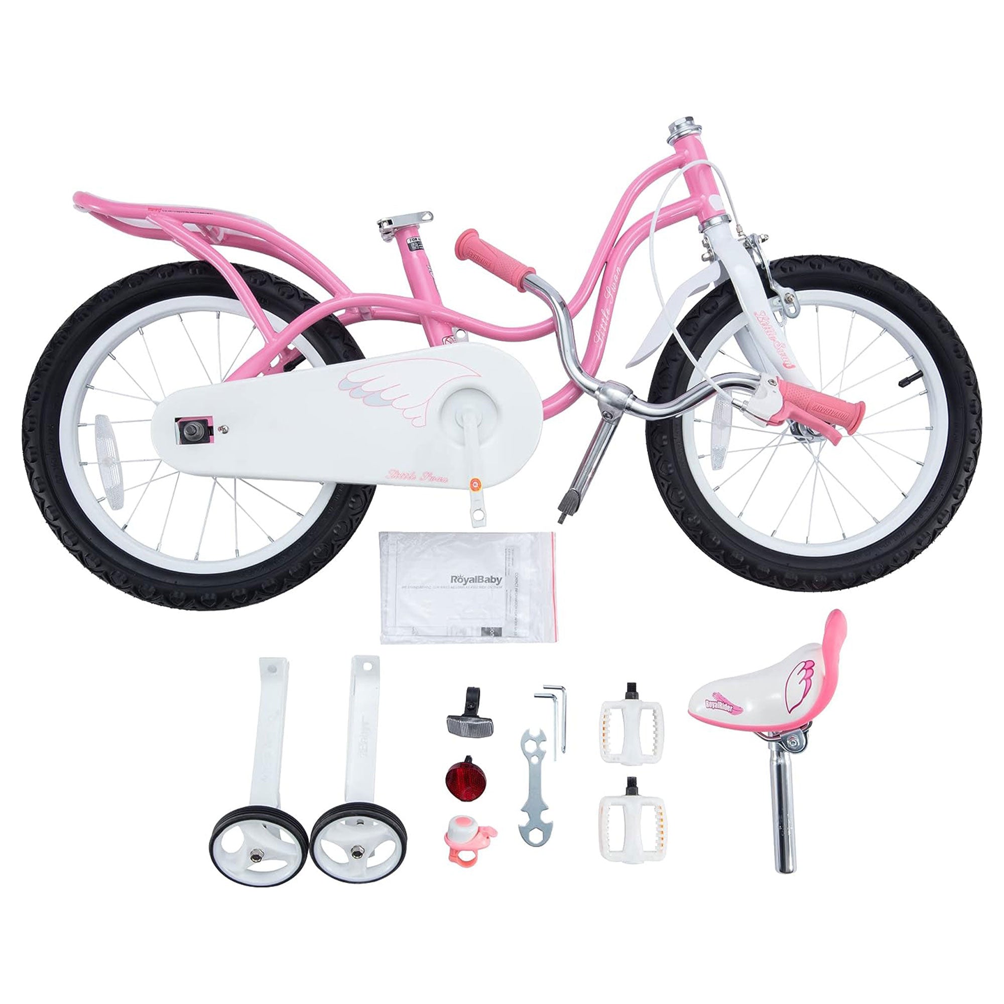 RoyalBaby Little Swan 12" Carbon Steel Kids Bicycle with Dual Hand Brakes, Pink - Smart-nests