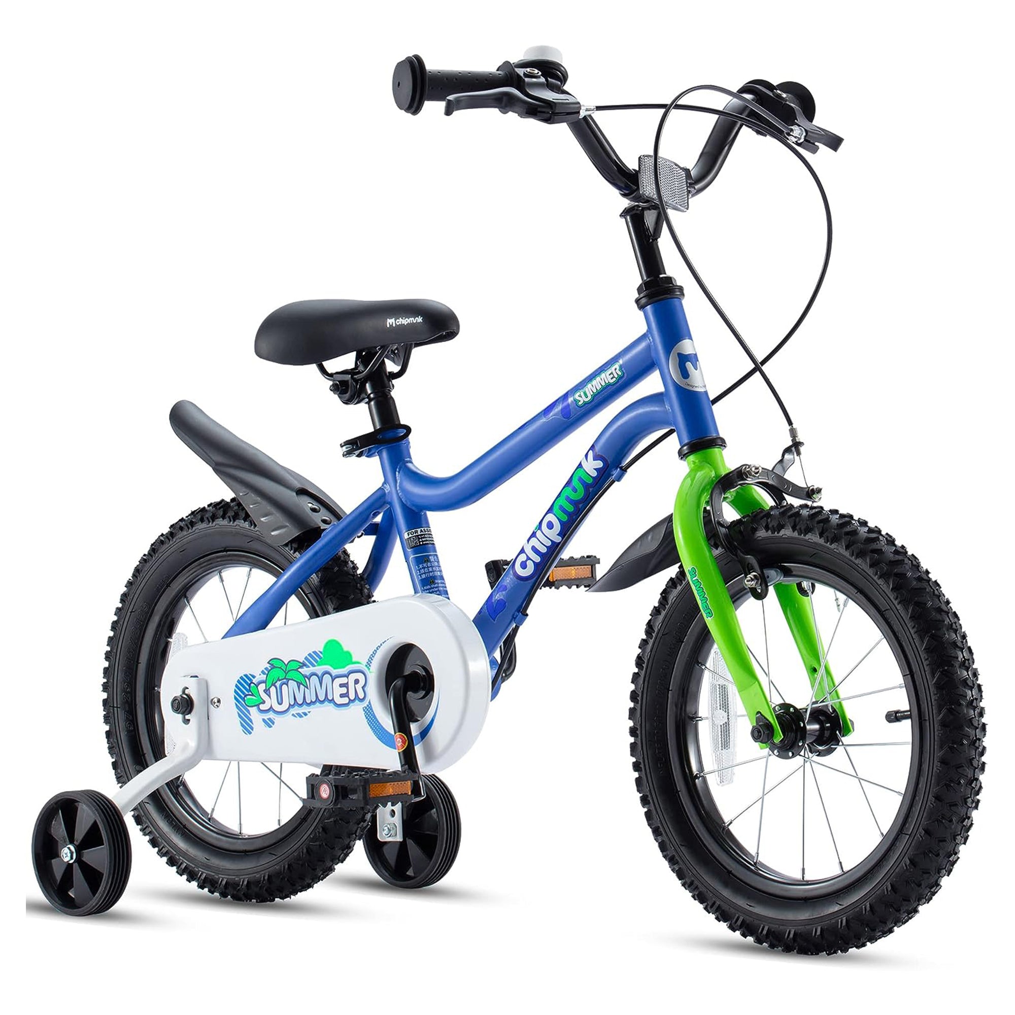 RoyalBaby Chipmunk 12" Toddler Kids Bike with Training Wheels & Bell, Blue - Smart-nests