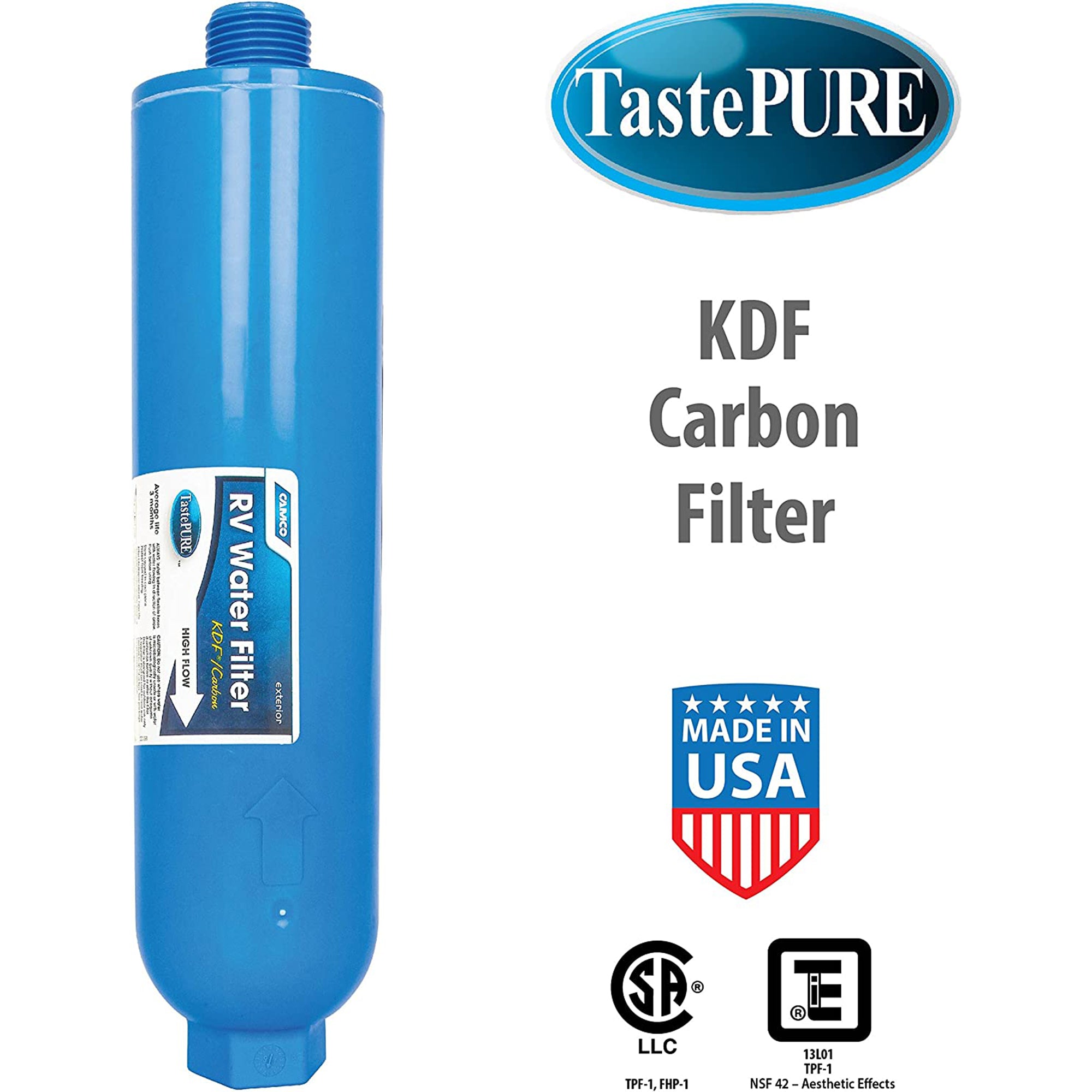 Camco TastePURE 20 Micron Camper RV Water Filter w/GAC & KDF Filtration (4-Pack) - Smart-nests