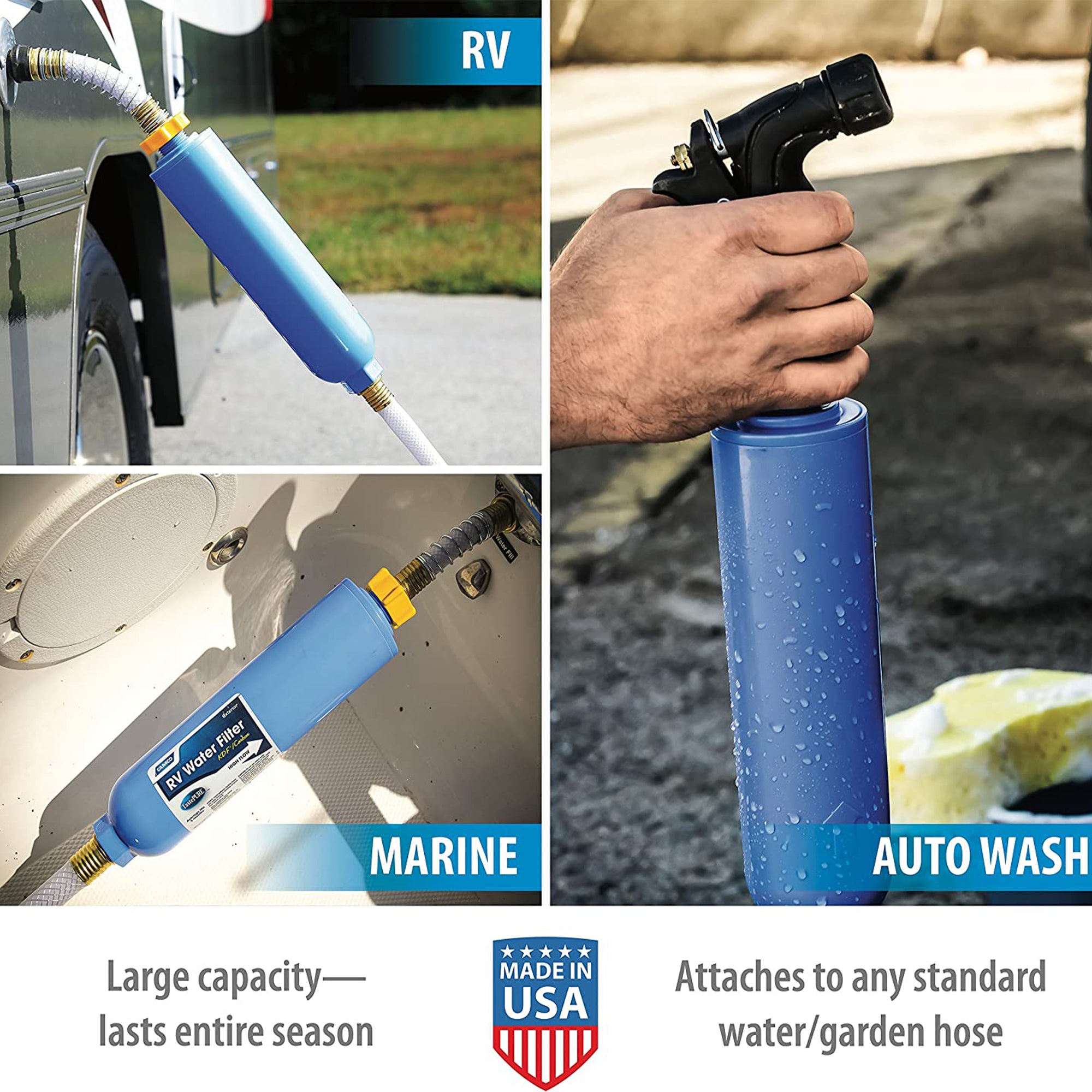 Camco TastePURE 20 Micron Camper RV Water Filter w/GAC & KDF Filtration (4-Pack) - Smart-nests
