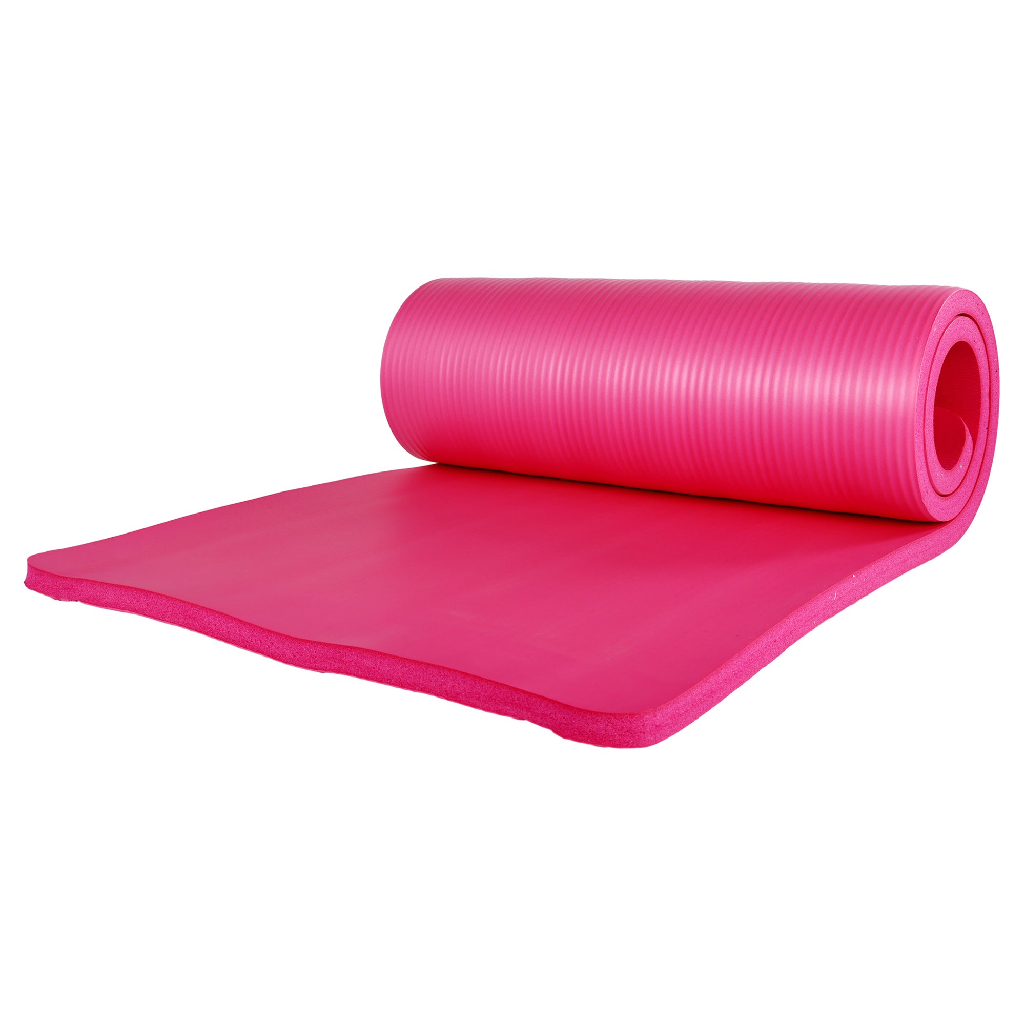 BalanceFrom Fitness 1" Extra Thick Yoga Mat w/Knee Pad and Carrying Strap, Pink - Smart-nests