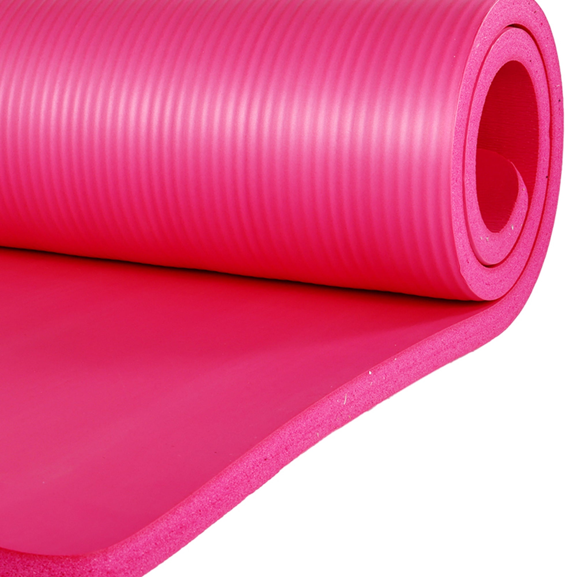 BalanceFrom Fitness 1" Extra Thick Yoga Mat w/Knee Pad and Carrying Strap, Pink - Smart-nests