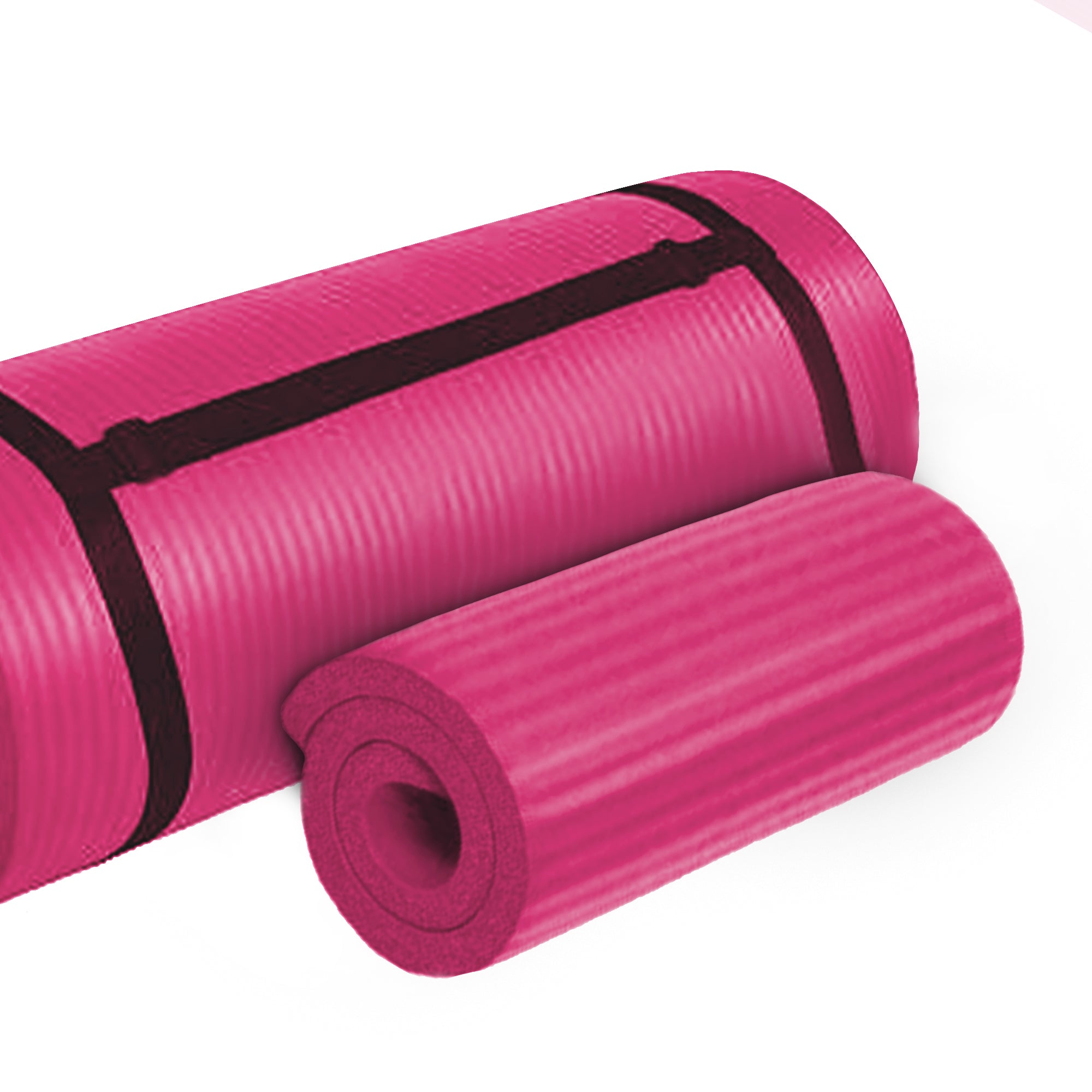 BalanceFrom Fitness 1" Extra Thick Yoga Mat w/Knee Pad and Carrying Strap, Pink - Smart-nests