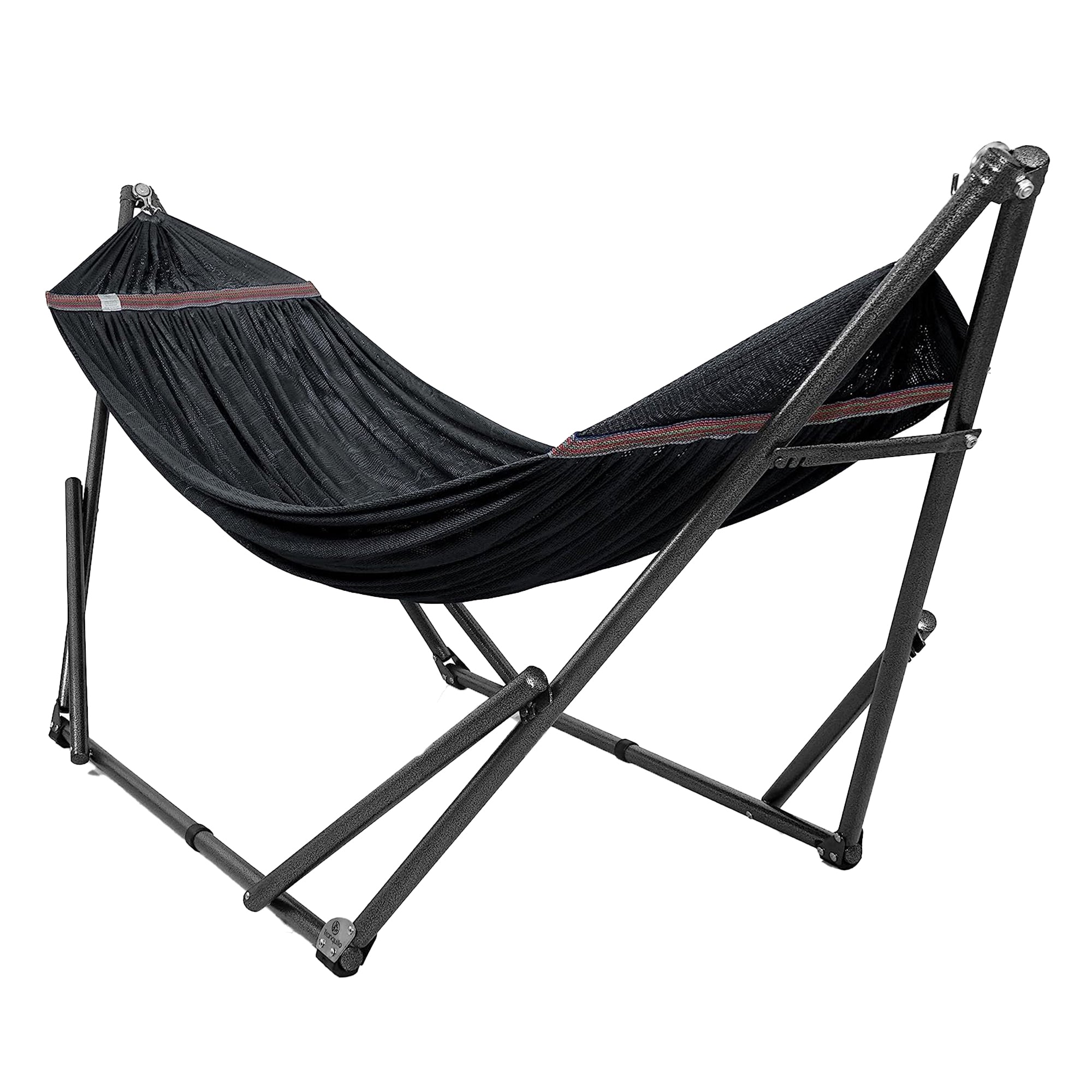 Tranquillo Universal 106.5" Double Hammock with Adjustable Stand and Bag, Black - Smart-nests