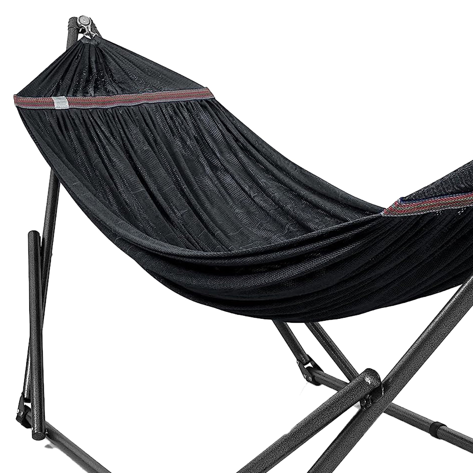 Tranquillo Universal 106.5" Double Hammock with Adjustable Stand and Bag, Black - Smart-nests