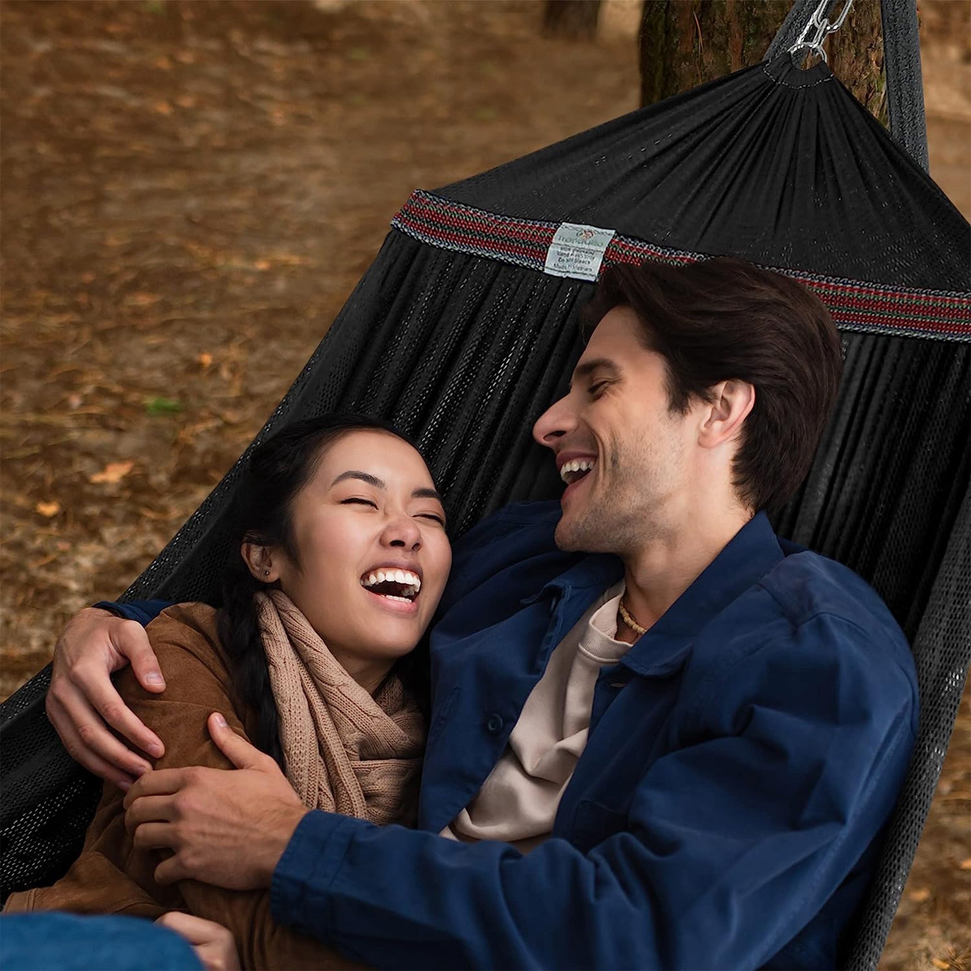 Tranquillo Universal 106.5" Double Hammock with Adjustable Stand and Bag, Black - Smart-nests