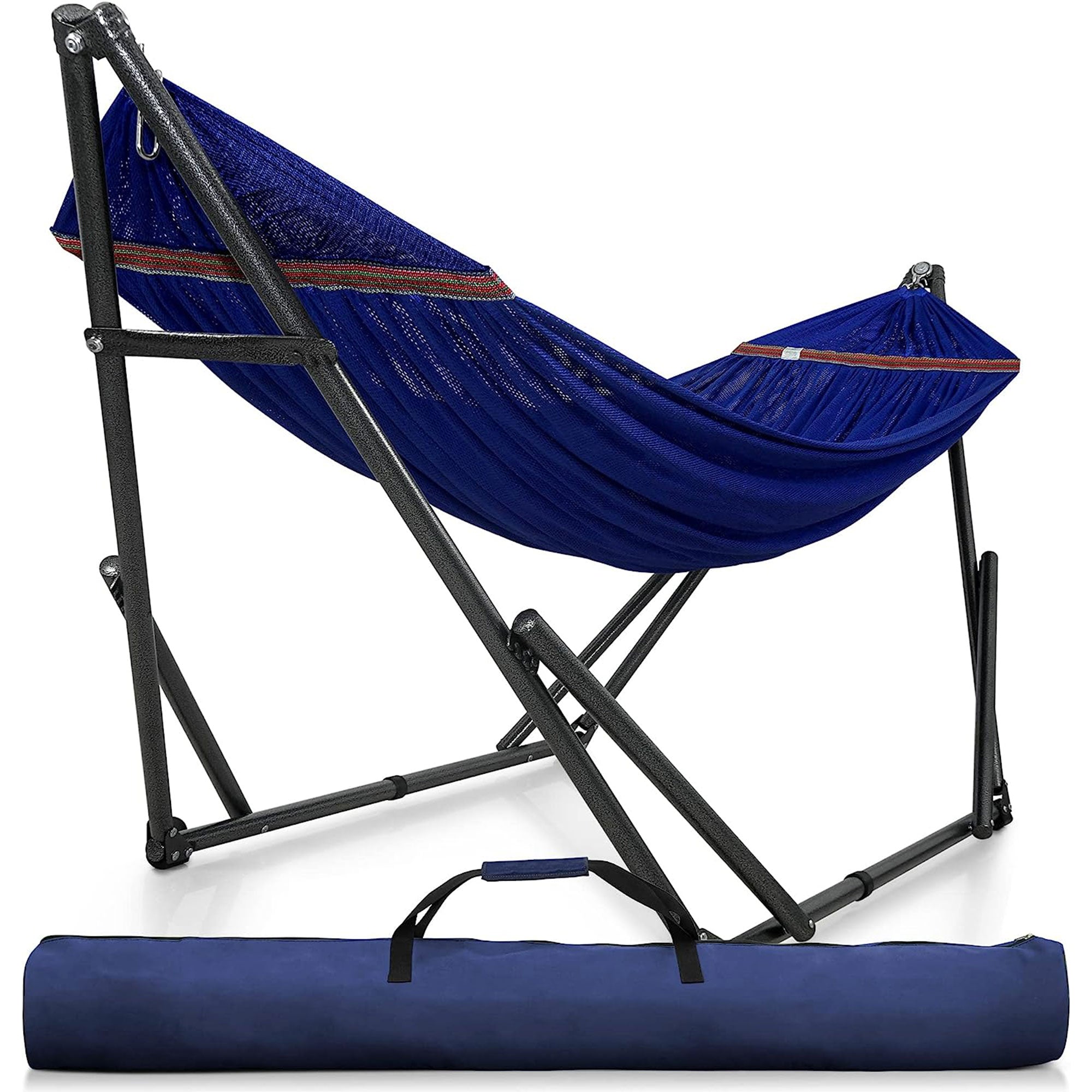 Tranquillo Universal 116" Double Hammock with Adjustable Stand and Bag, Blue - Smart-nests