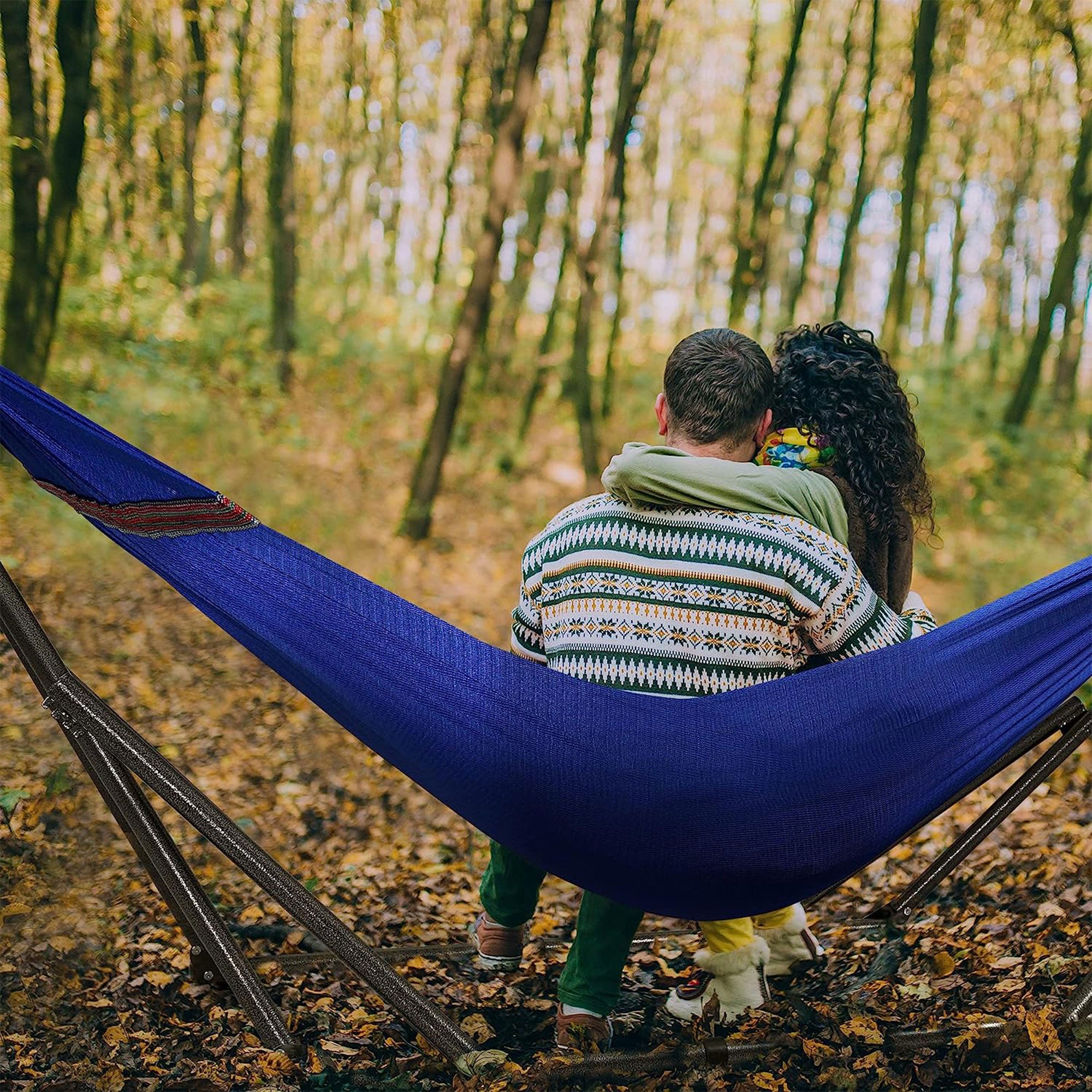 Tranquillo Universal 116" Double Hammock with Adjustable Stand and Bag, Blue - Smart-nests
