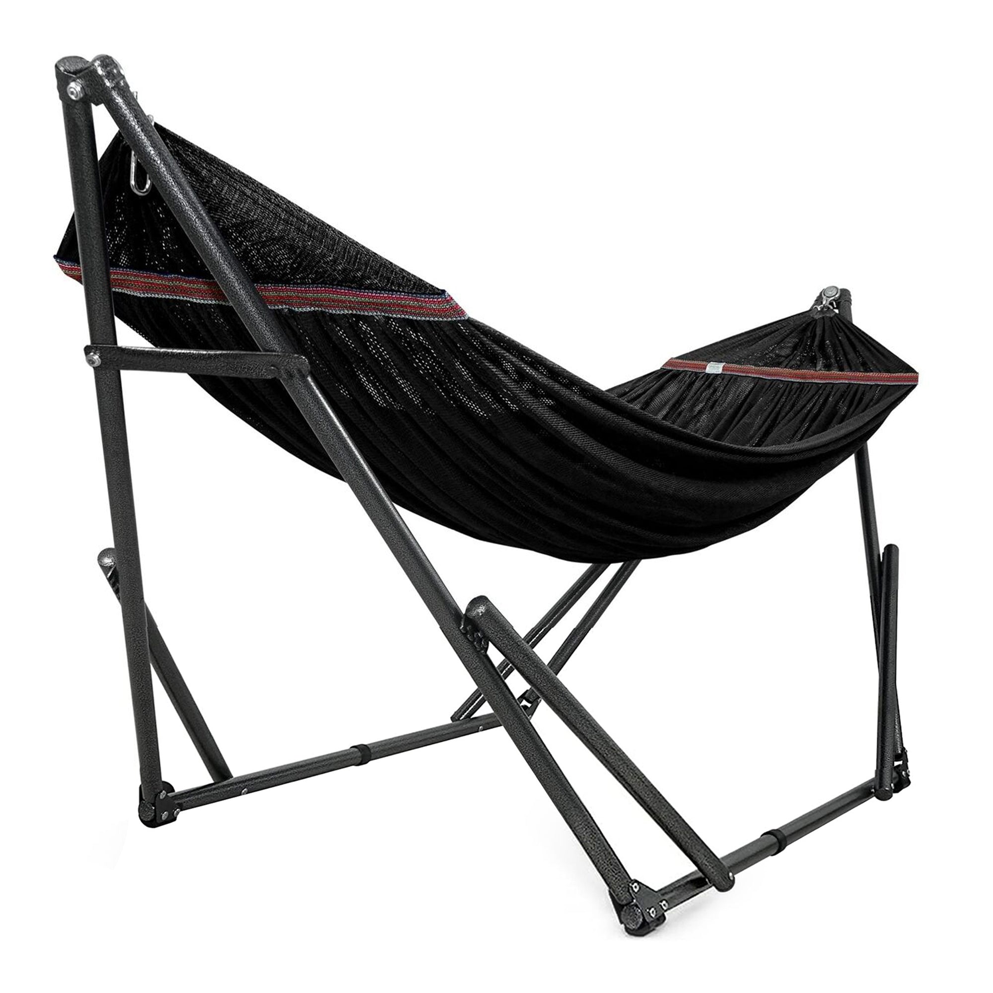 Tranquillo Universal 116" Double Hammock with Adjustable Stand and Bag, Black - Smart-nests