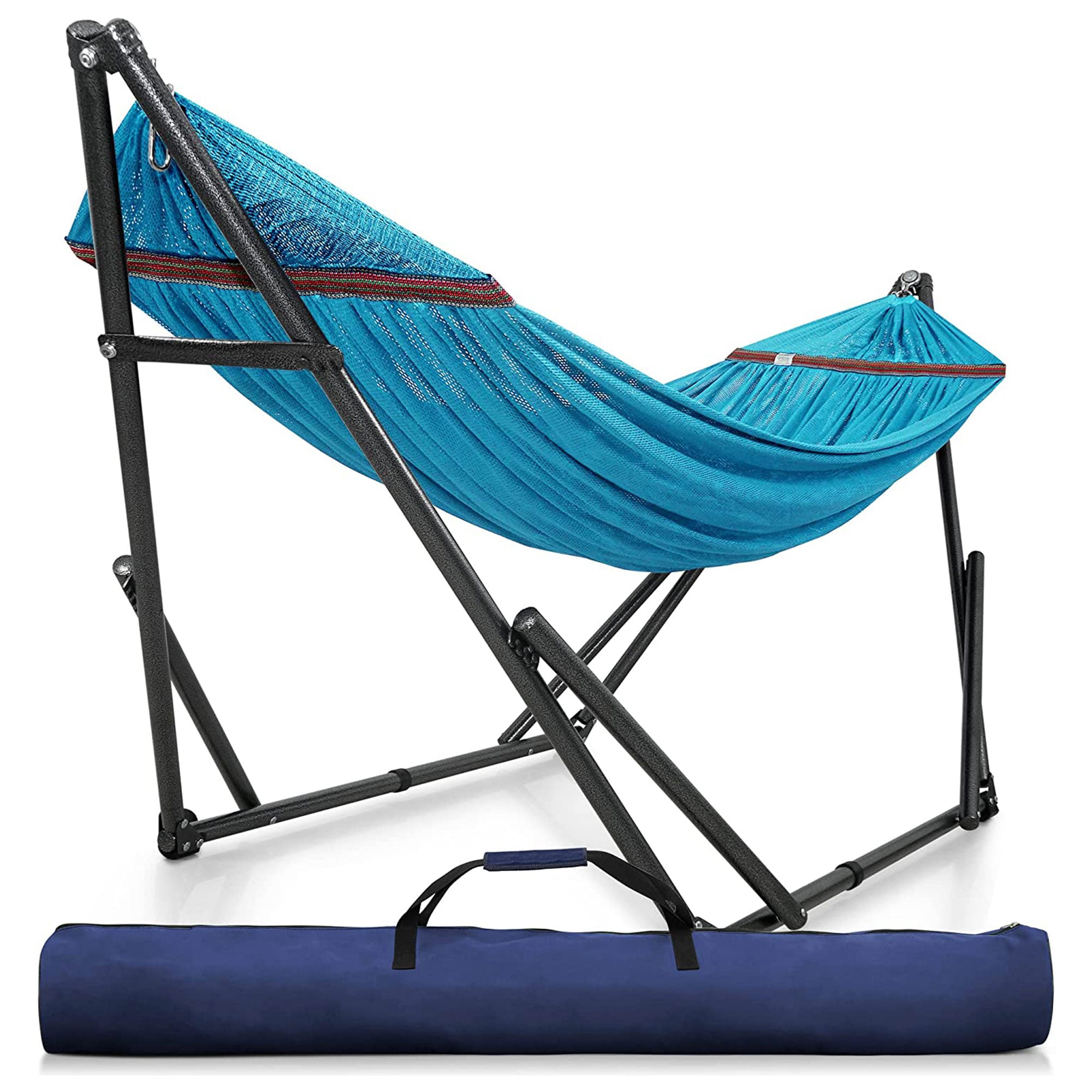Tranquillo Universal 116" Double Hammock with Adjustable Stand and Bag, Sky Blue - Smart-nests