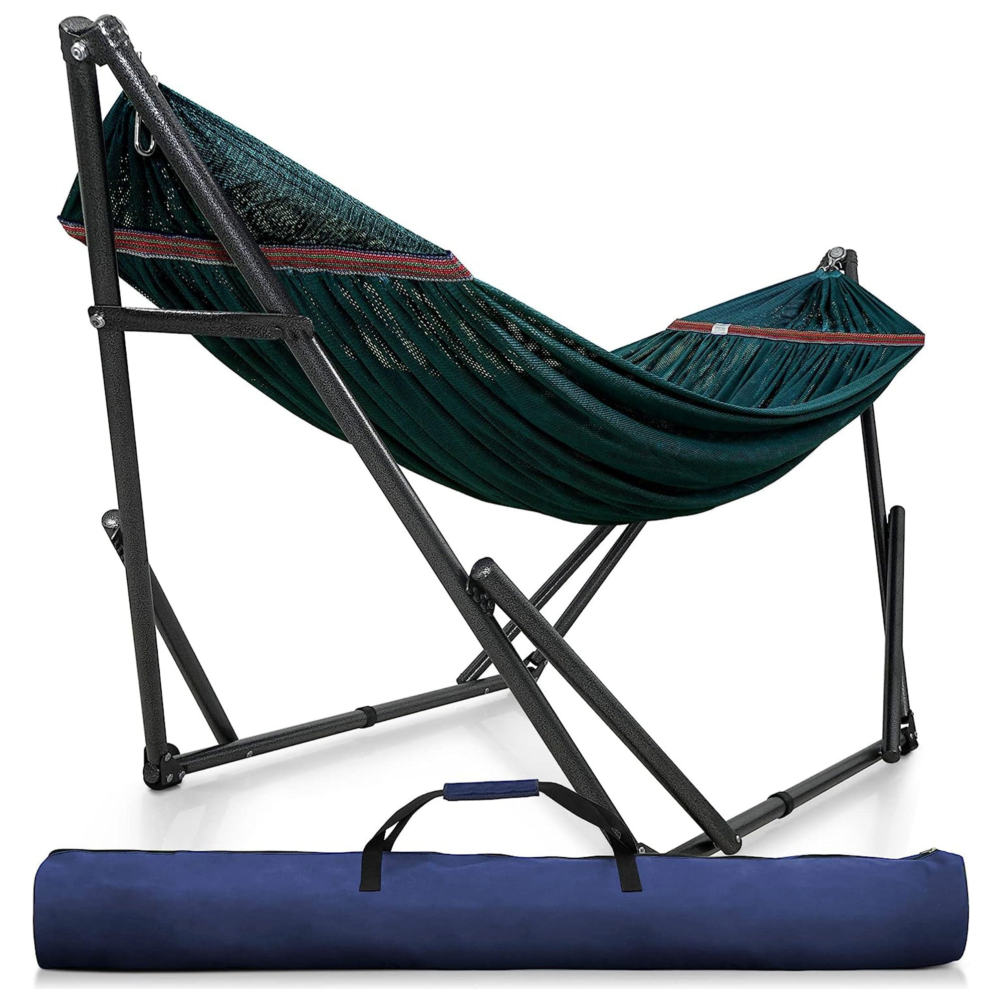 Tranquillo Universal 116" Double Hammock with Adjustable Stand and Bag, Peacock - Smart-nests