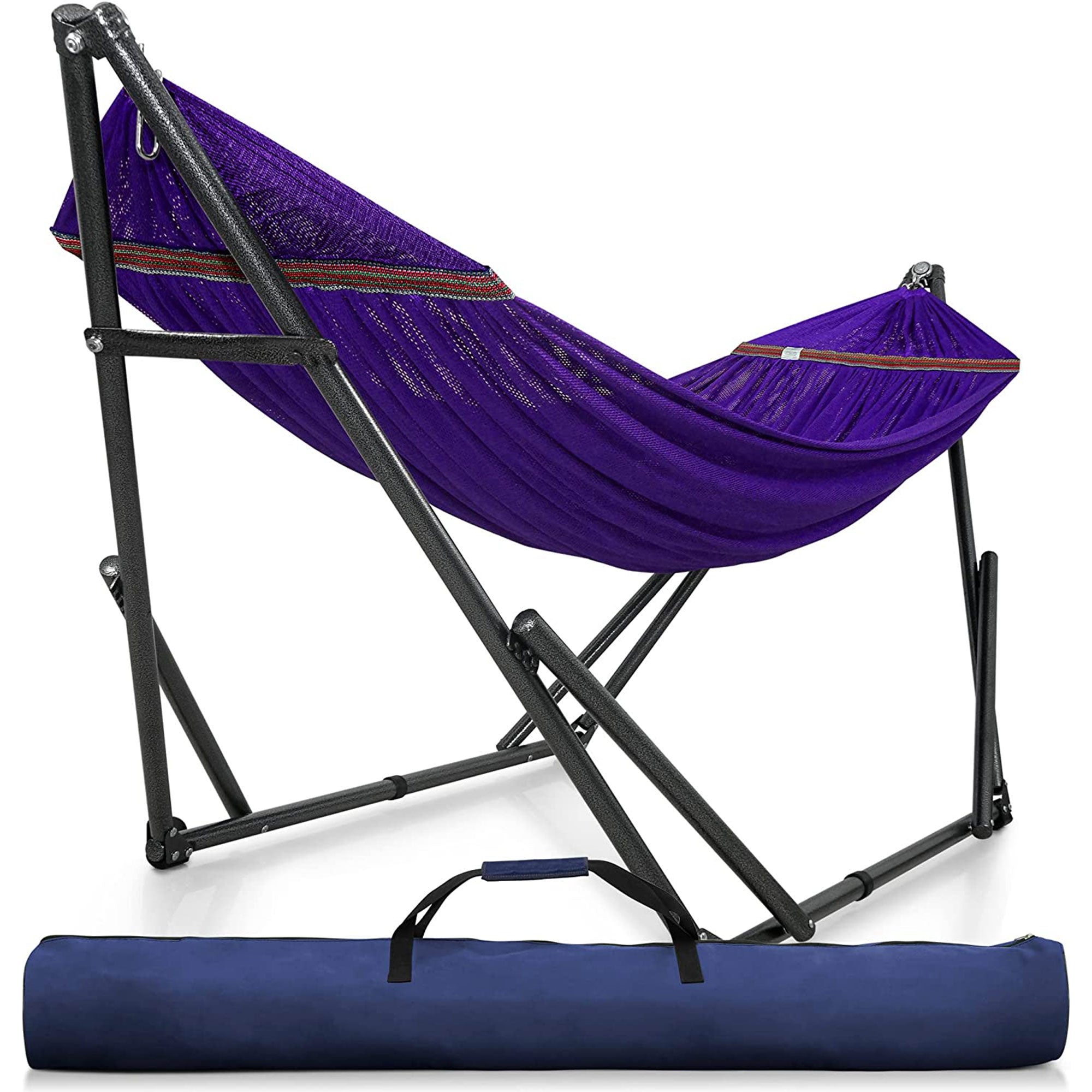 Tranquillo Universal 116" Double Hammock with Adjustable Stand and Bag, Purple - Smart-nests