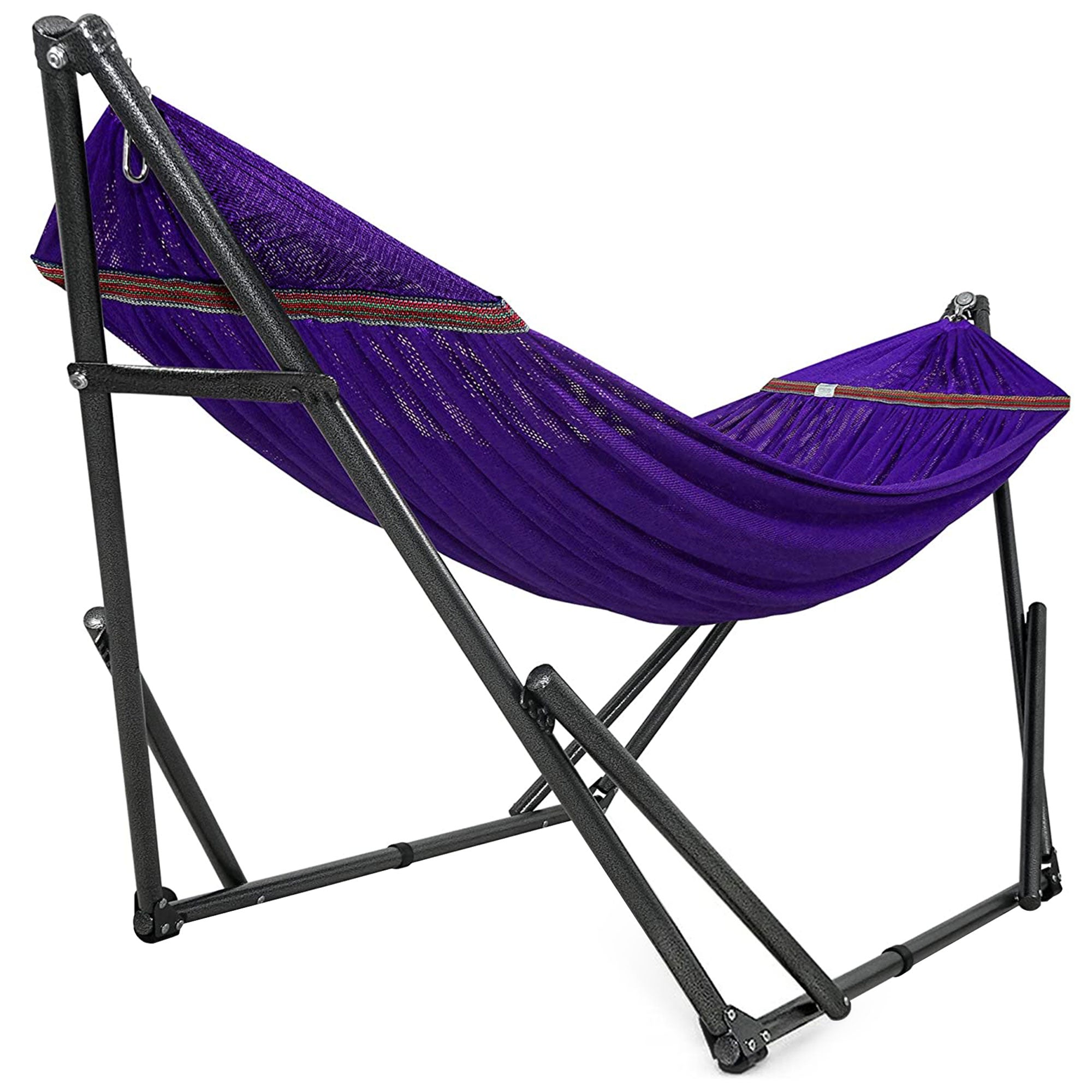 Tranquillo Universal 116" Double Hammock with Adjustable Stand and Bag, Purple - Smart-nests