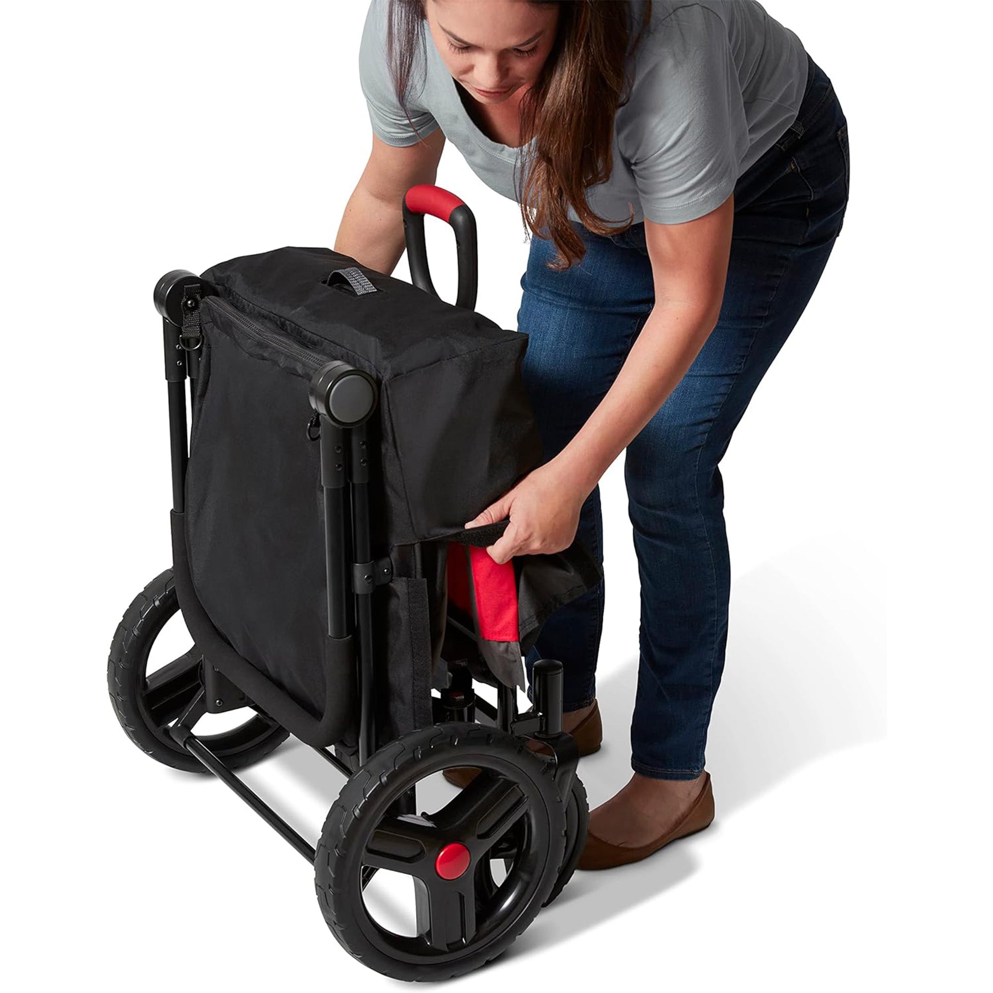 Radio Flyer Collapsible Trav’ler Stroll ‘N Wagon with Protective Cover, Black - Smart-nests