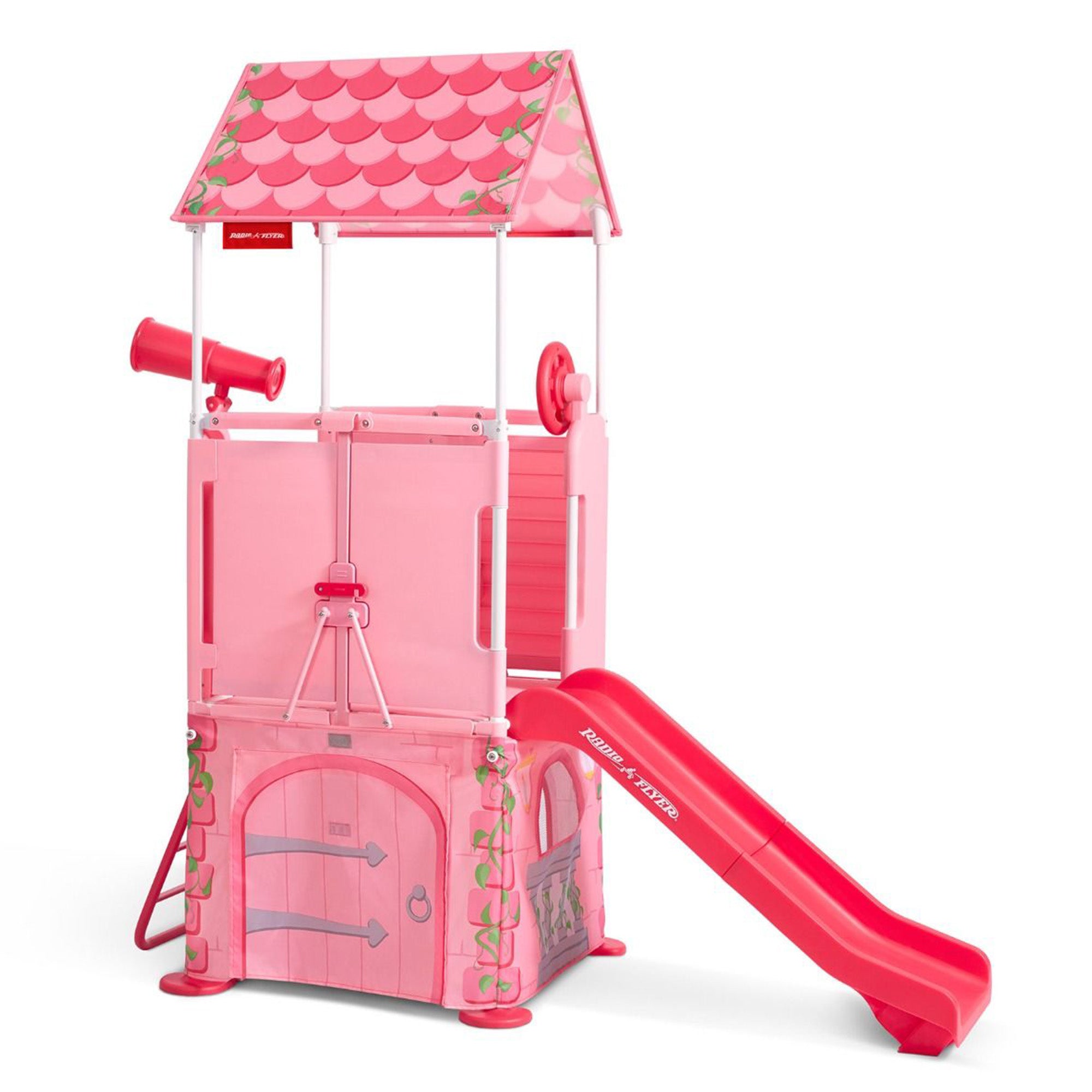 Radio Flyer Play & Fold Away Princess Castle Toy Slide Toddler Playhouse, Pink - Smart-nests