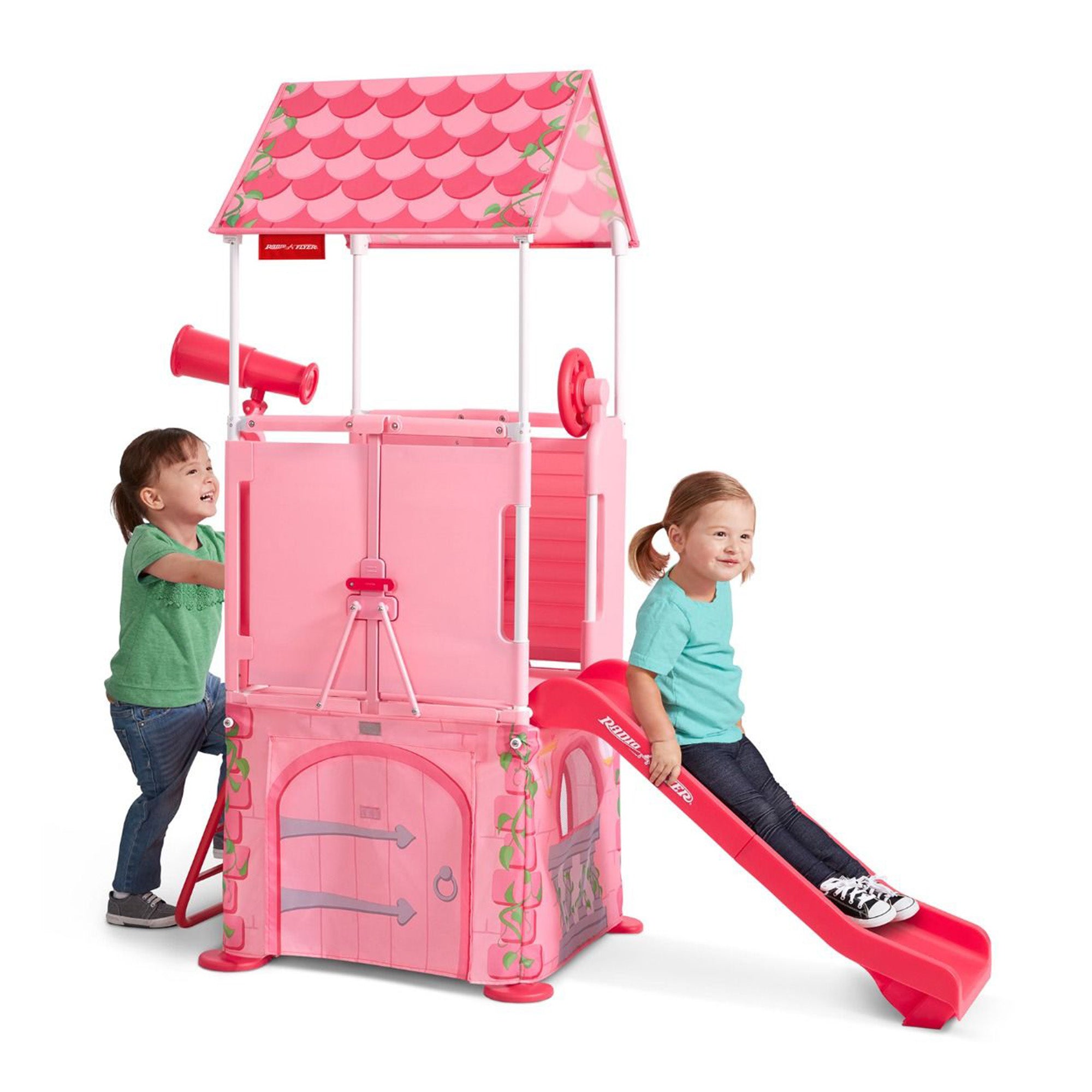 Radio Flyer Play & Fold Away Princess Castle Toy Slide Toddler Playhouse, Pink - Smart-nests