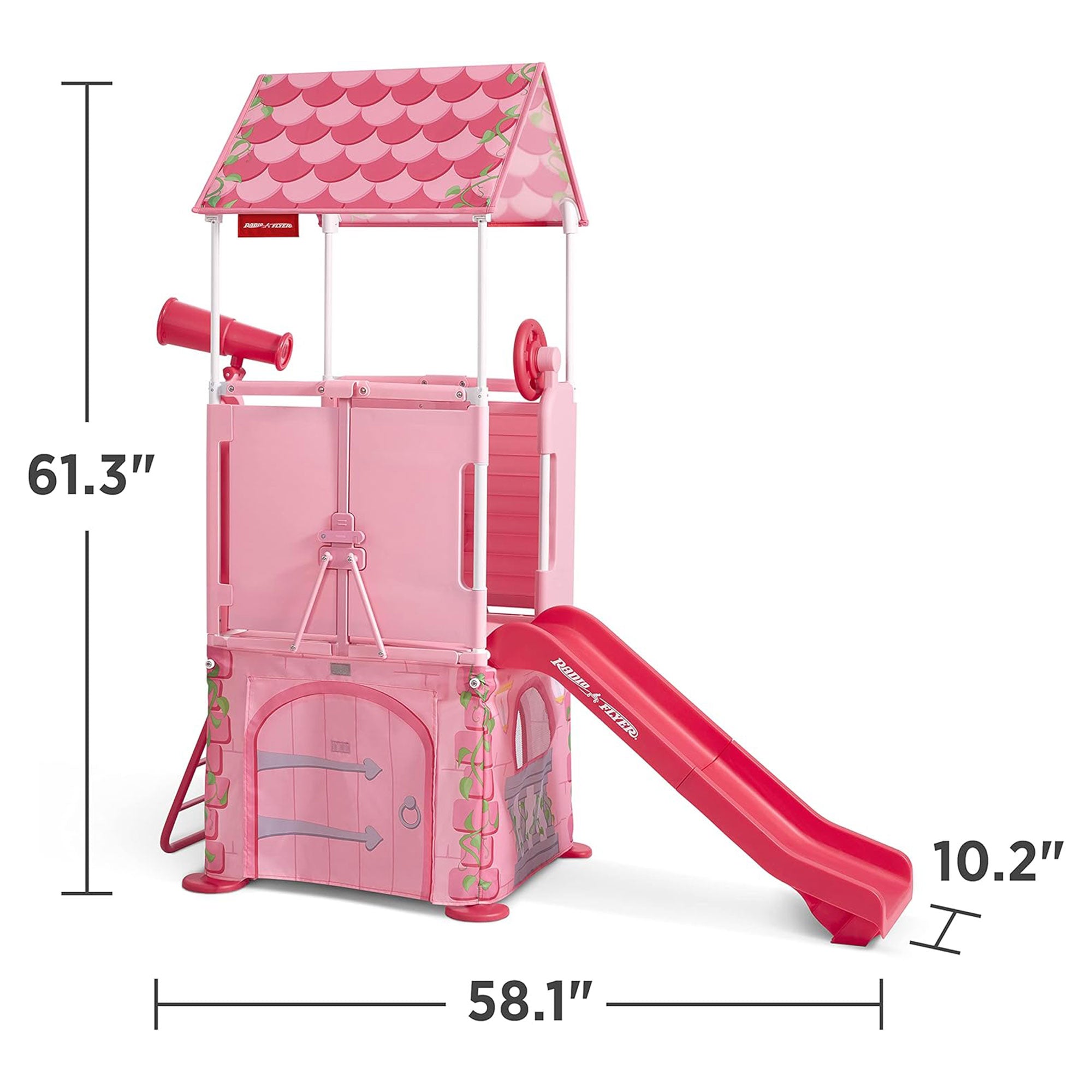 Radio Flyer Play & Fold Away Princess Castle Toy Slide Toddler Playhouse, Pink - Smart-nests