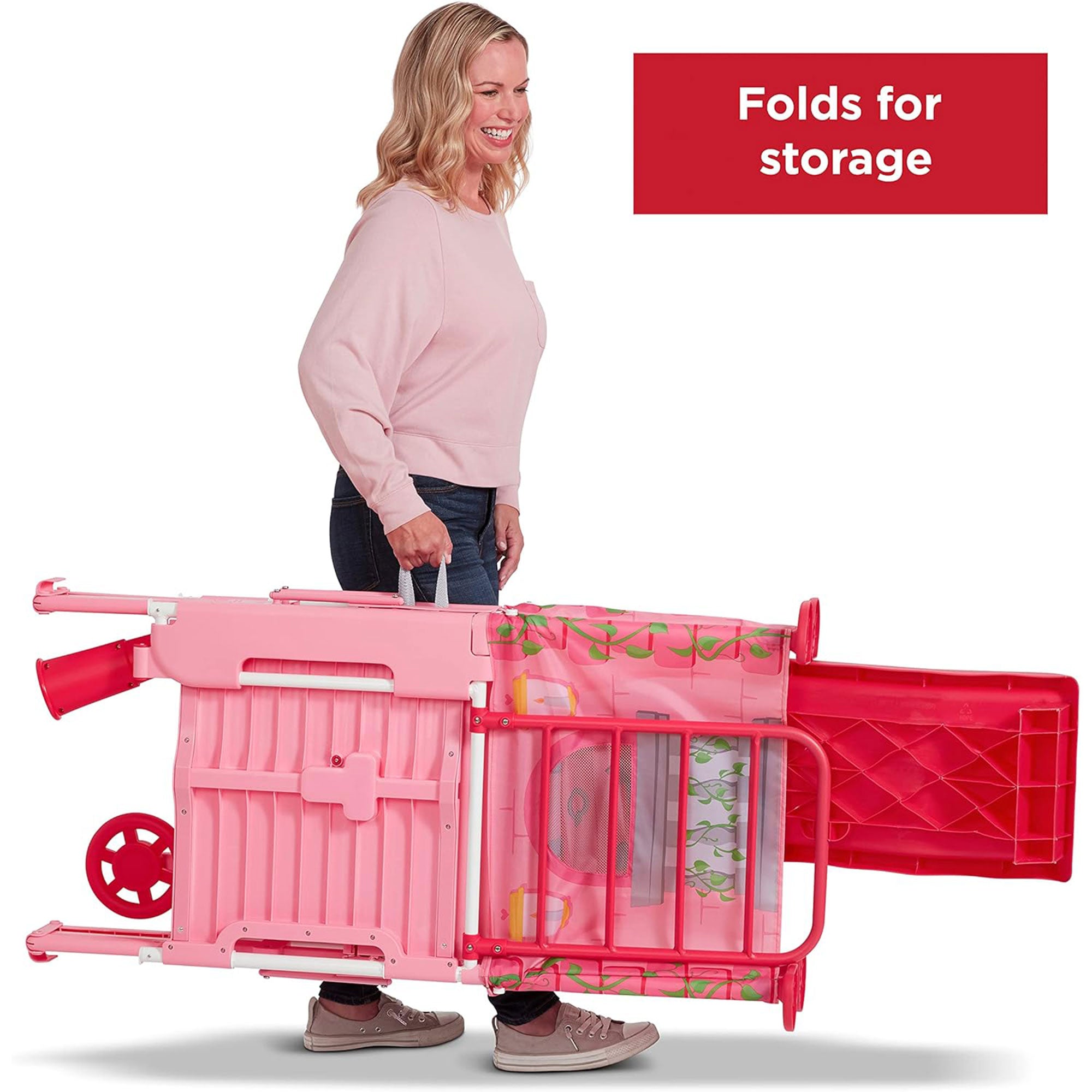 Radio Flyer Play & Fold Away Princess Castle Toy Slide Toddler Playhouse, Pink - Smart-nests