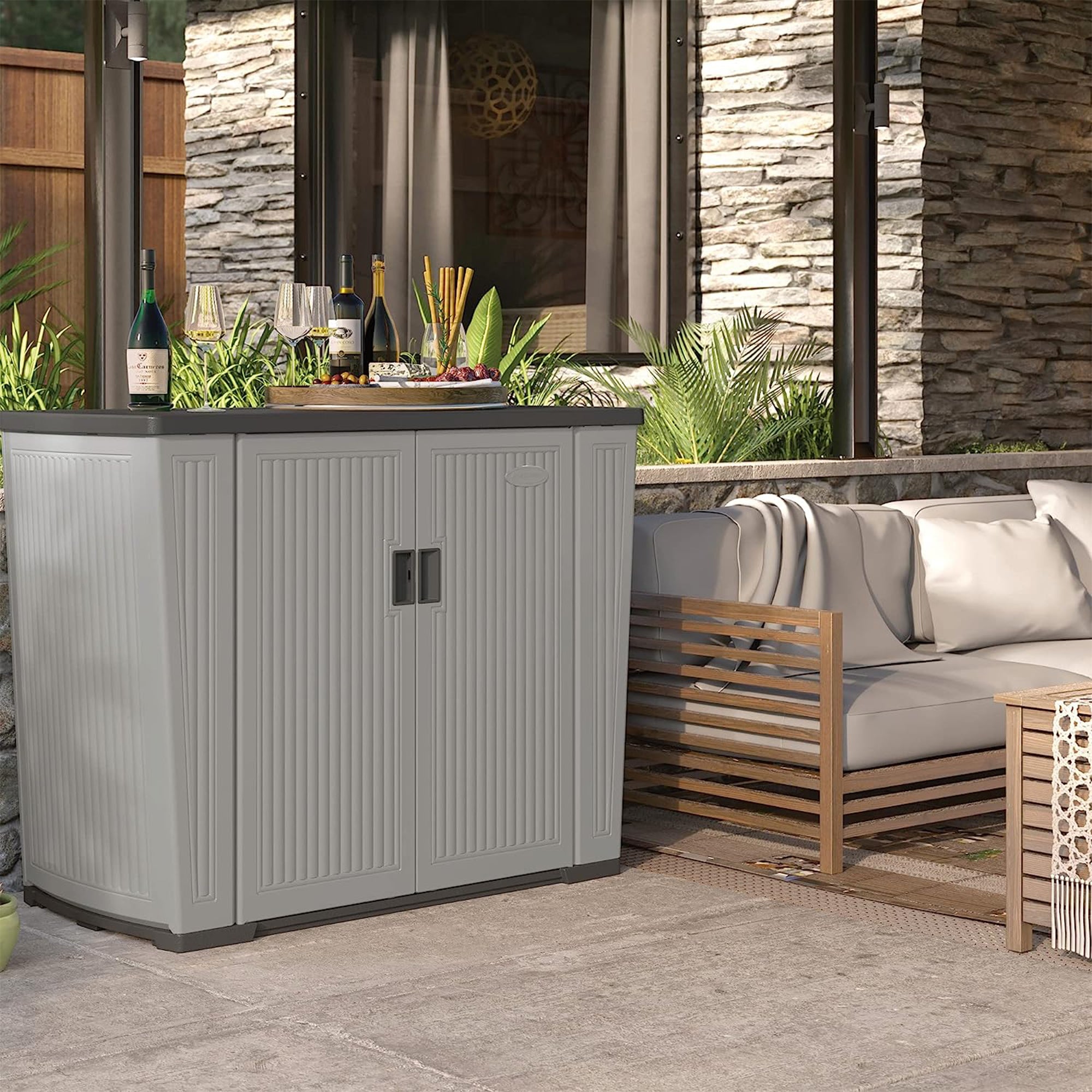 Suncast Backyard Oasis 130 Gallon Outdoor Storage Shed Basic Unit, Dove Gray - Smart-nests