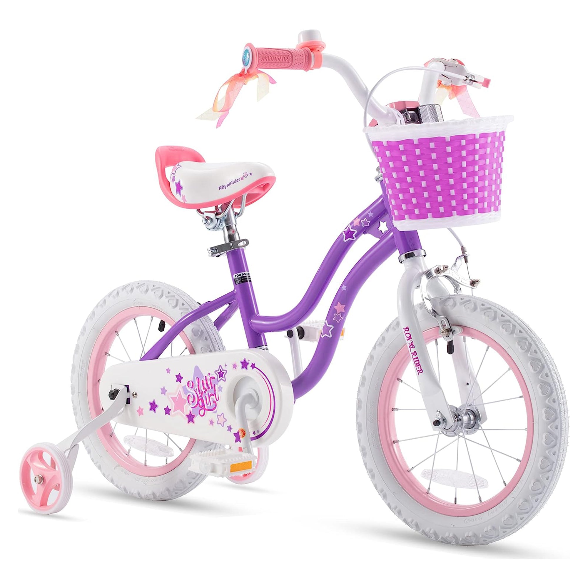 RoyalBaby Stargirl 16" Kids Bicycle with Kickstand and Training Wheels, Purple - Smart-nests