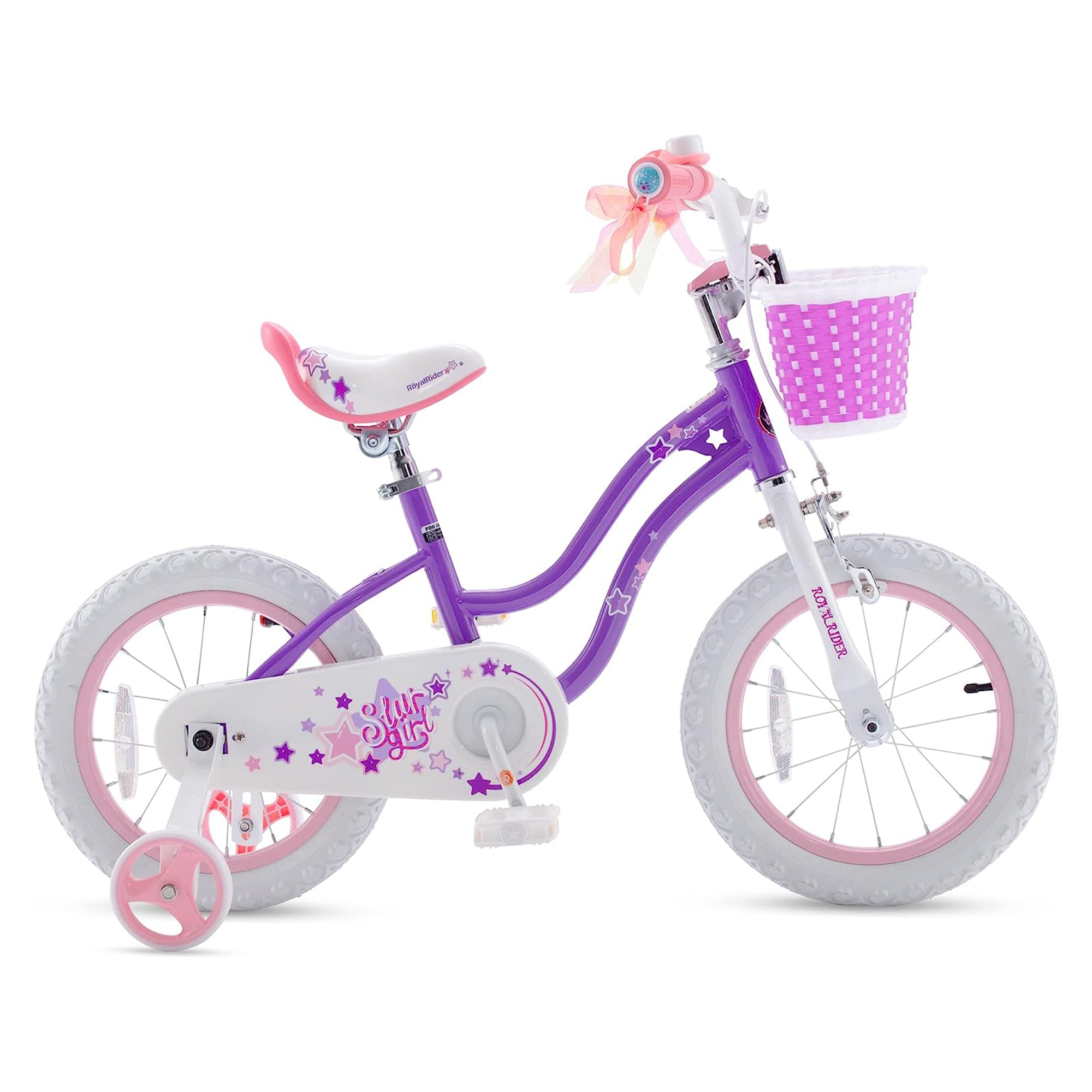 RoyalBaby Stargirl 16" Kids Bicycle with Kickstand and Training Wheels, Purple - Smart-nests