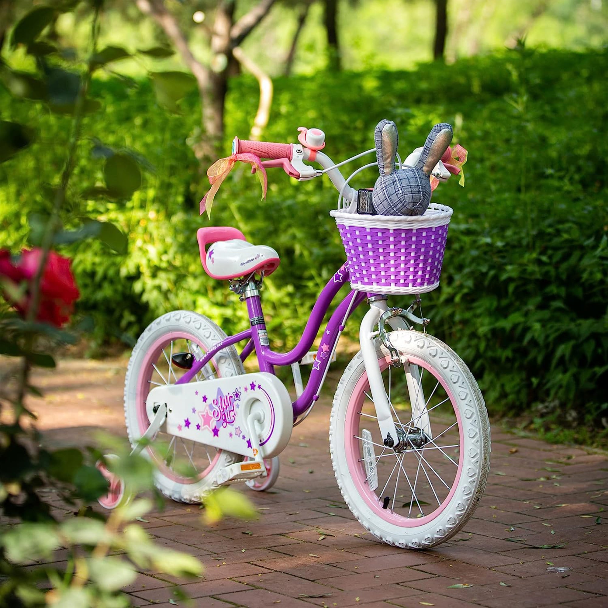 RoyalBaby Stargirl 16" Kids Bicycle with Kickstand and Training Wheels, Purple - Smart-nests