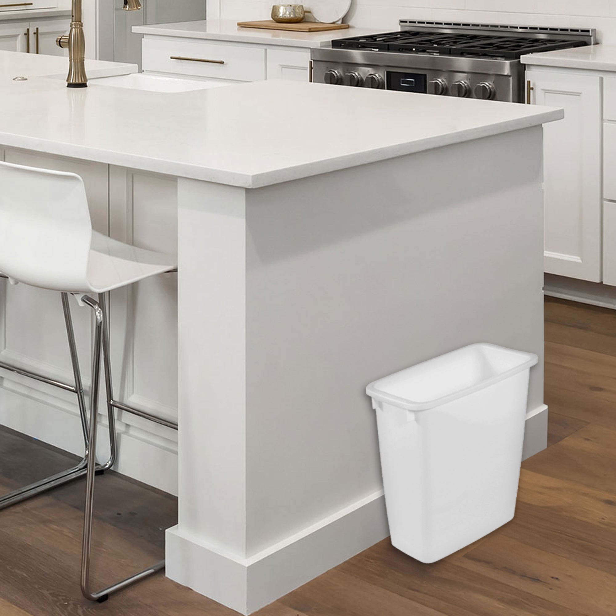 Rubbermaid 21 Qt Traditional Wastebasket Indoor Home Trash Can Container, White - Smart-nests