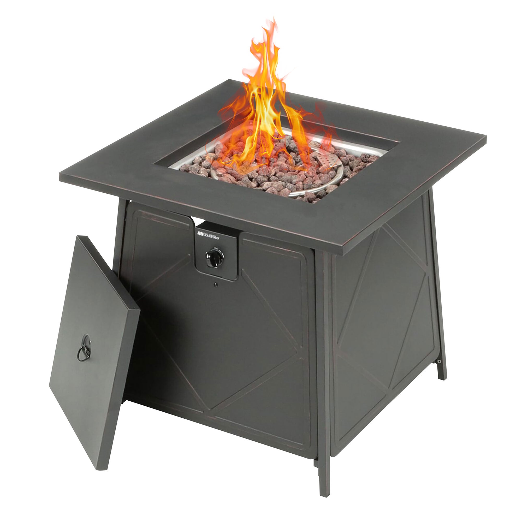 Four Seasons Courtyard Dual Heat 50,000 BTU Square Gas Tabletop Outdoor Fire Pit - Smart-nests