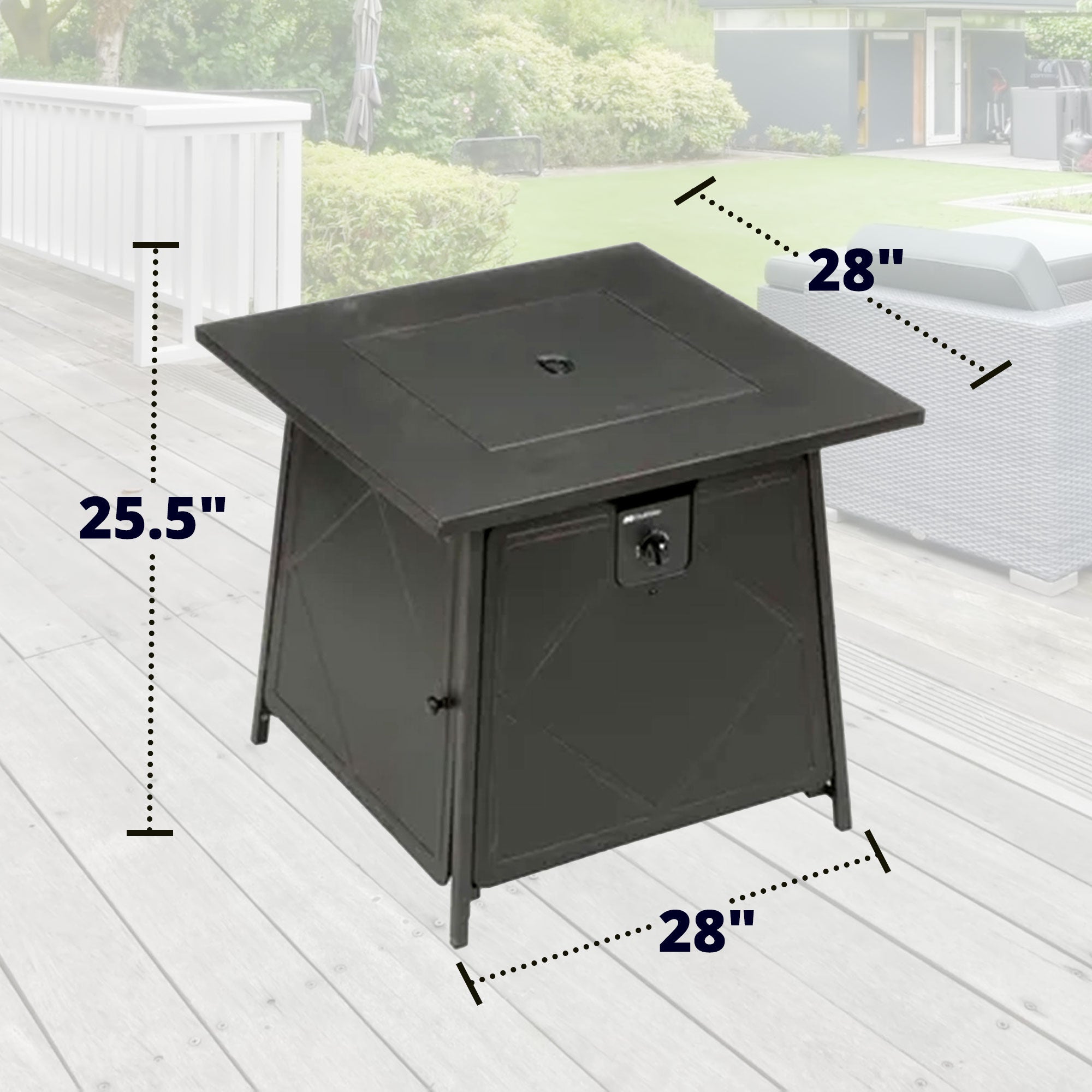 Four Seasons Courtyard Dual Heat 50,000 BTU Square Gas Tabletop Outdoor Fire Pit - Smart-nests