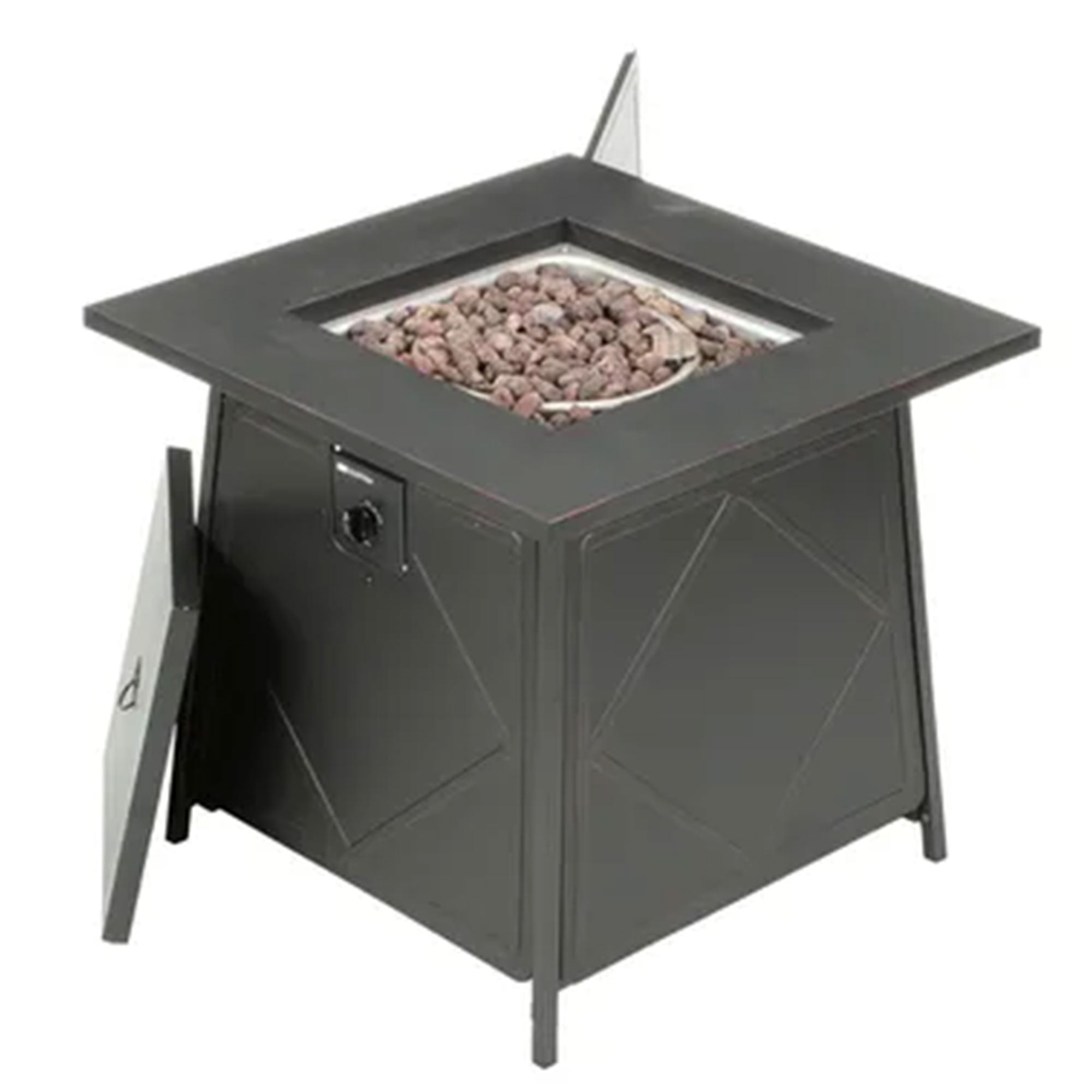 Four Seasons Courtyard Dual Heat 50,000 BTU Square Gas Tabletop Outdoor Fire Pit - Smart-nests