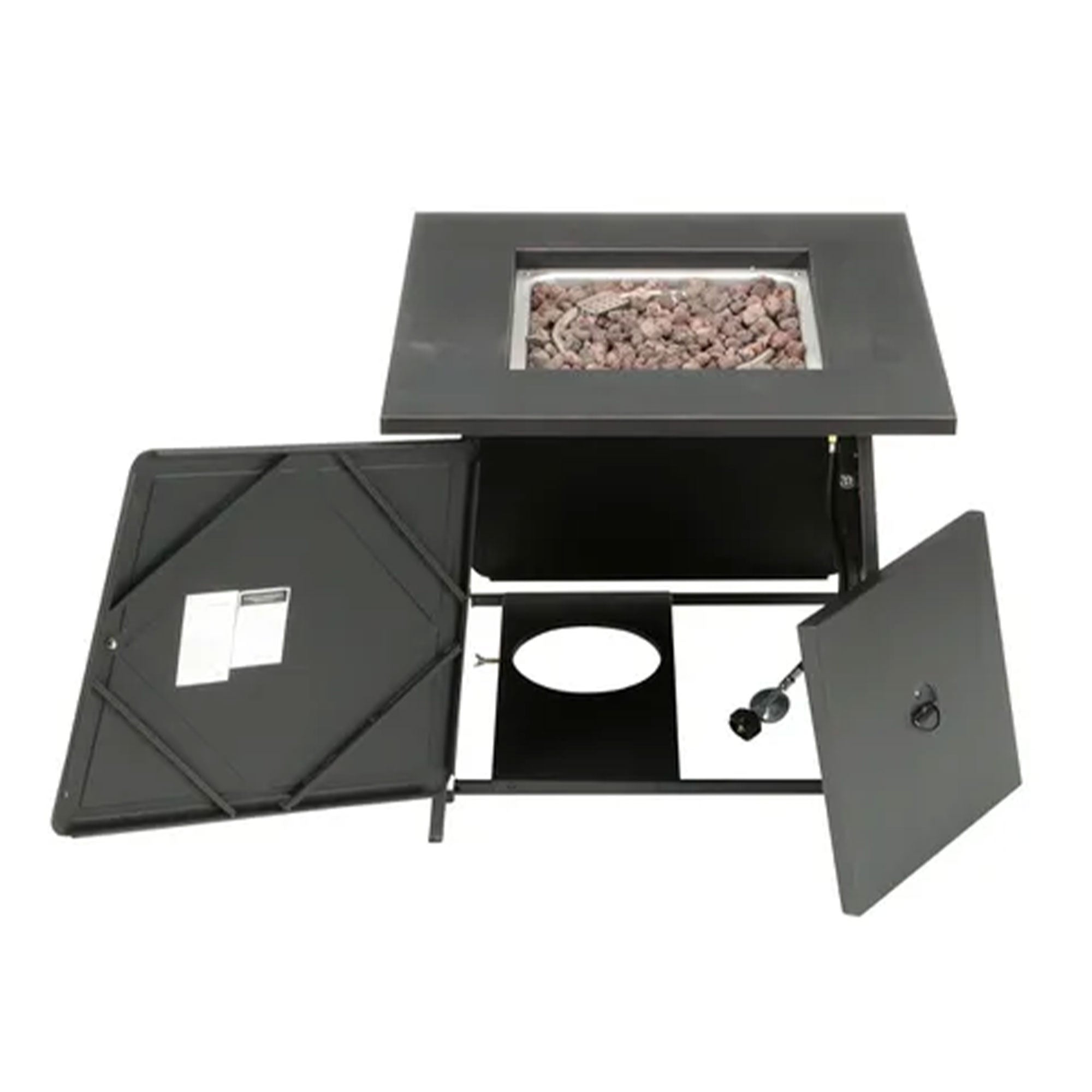 Four Seasons Courtyard Dual Heat 50,000 BTU Square Gas Tabletop Outdoor Fire Pit - Smart-nests