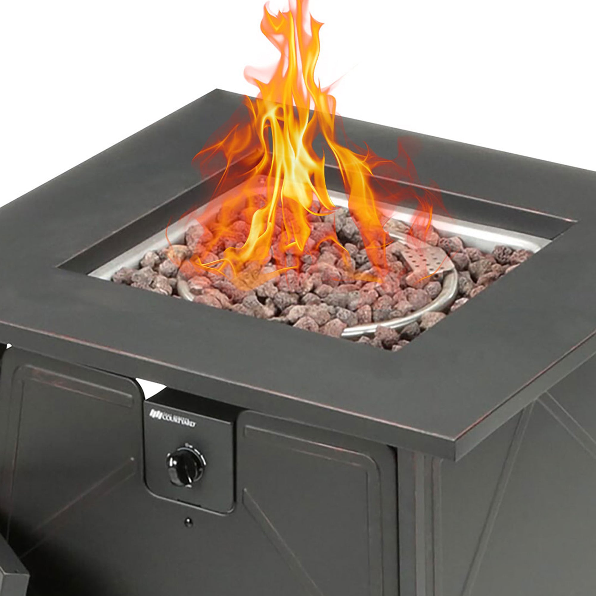 Four Seasons Courtyard Dual Heat 50,000 BTU Square Gas Tabletop Outdoor Fire Pit - Smart-nests