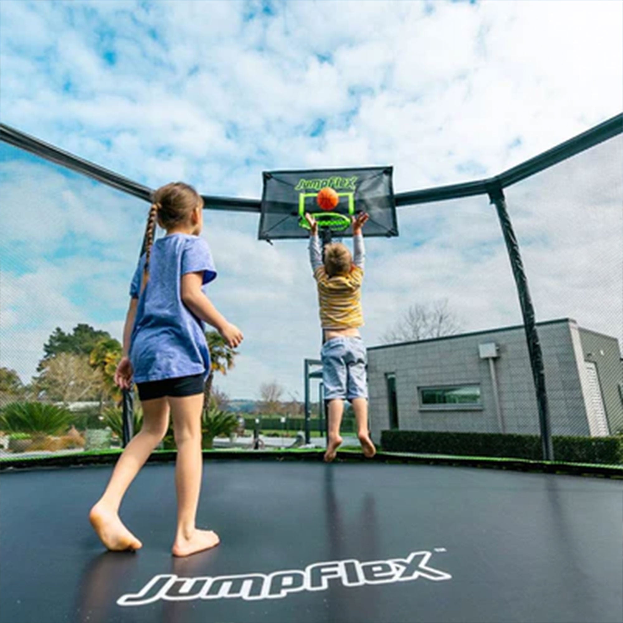 JumpFlex PROJAM Basketball Hoop and Net Attachment for JumpFlex HERO Trampolines - Smart-nests