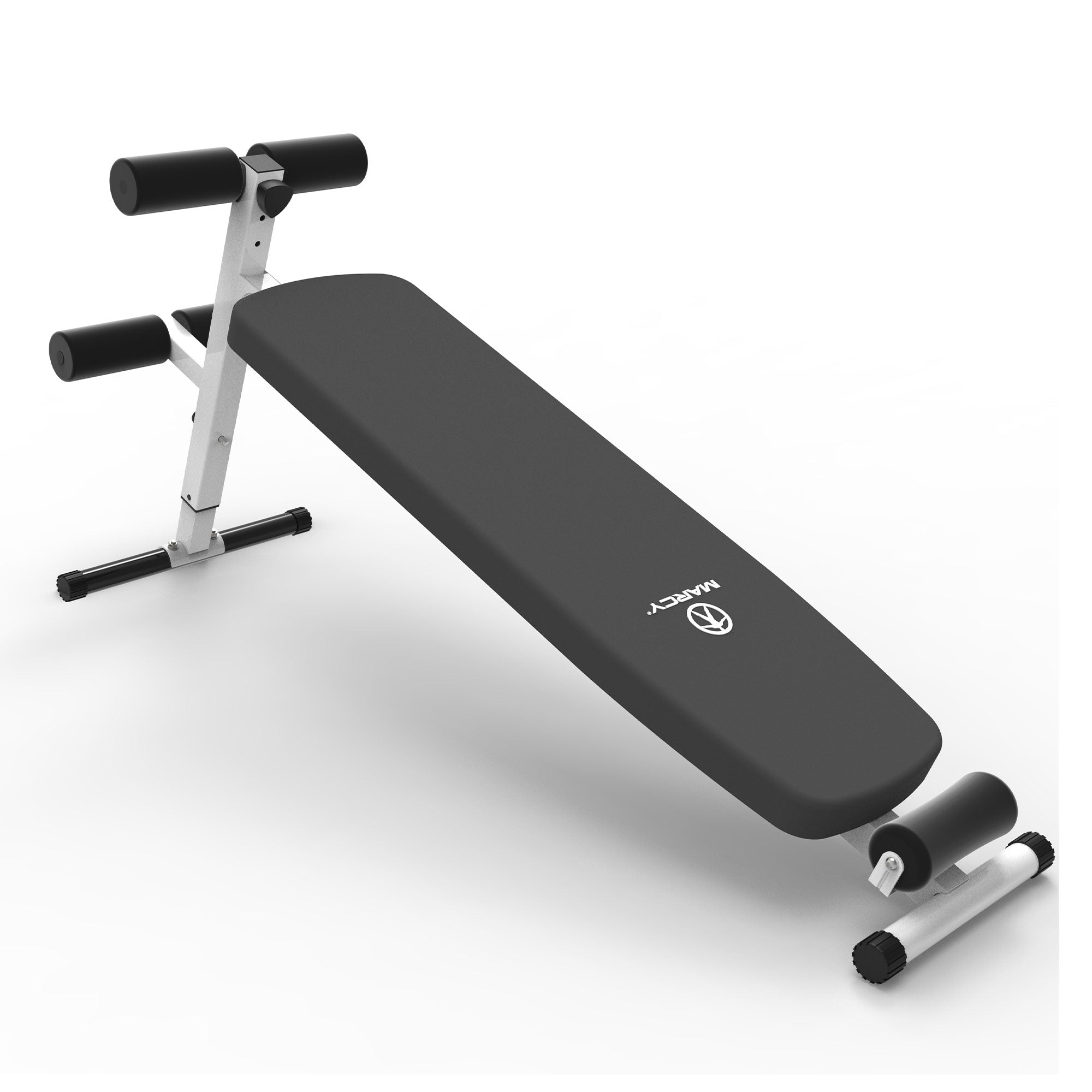 Marcy Folding Utility Bench Slant Board w/Headrest for Home Gym Exercise, White - Smart-nests