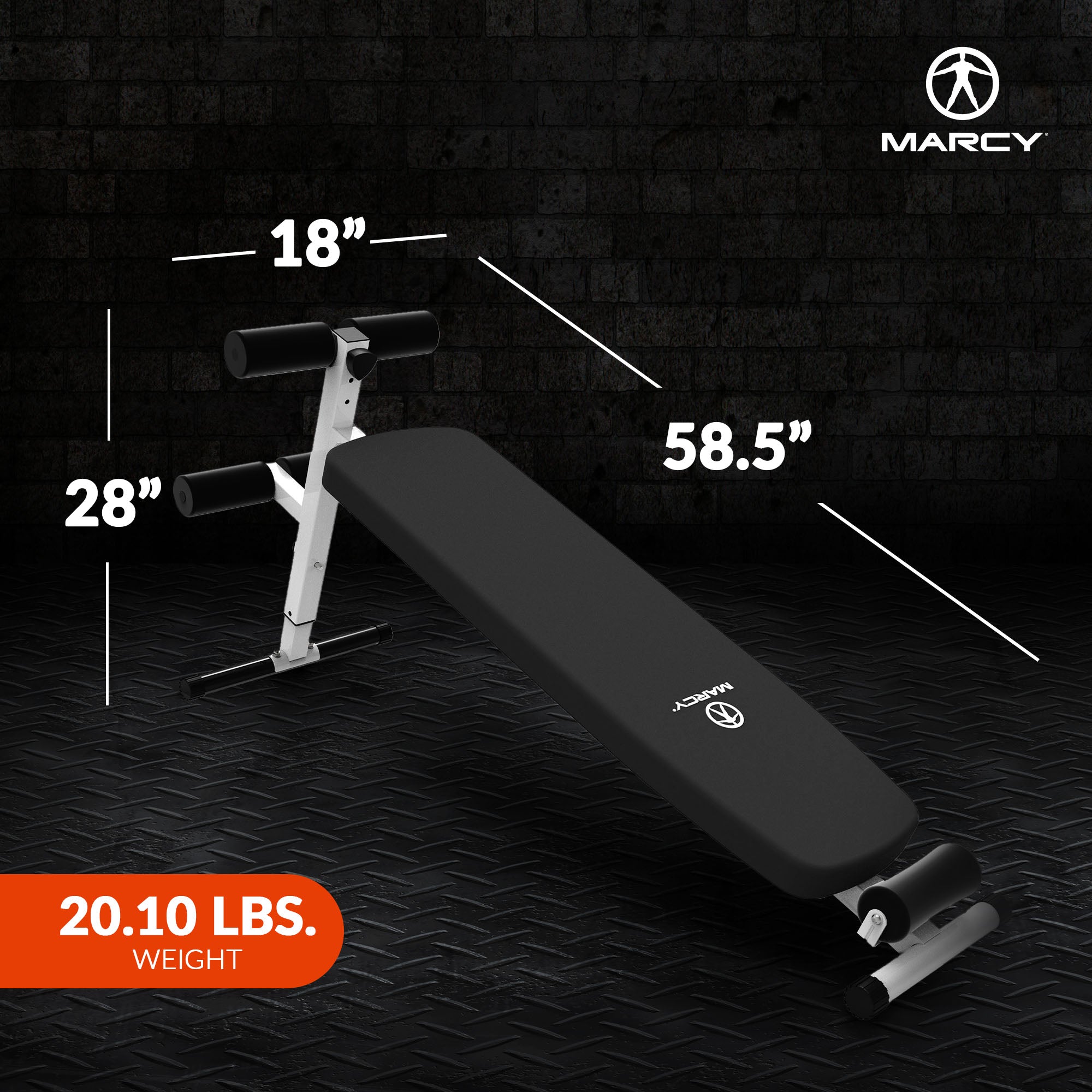 Marcy Folding Utility Bench Slant Board w/Headrest for Home Gym Exercise, White - Smart-nests