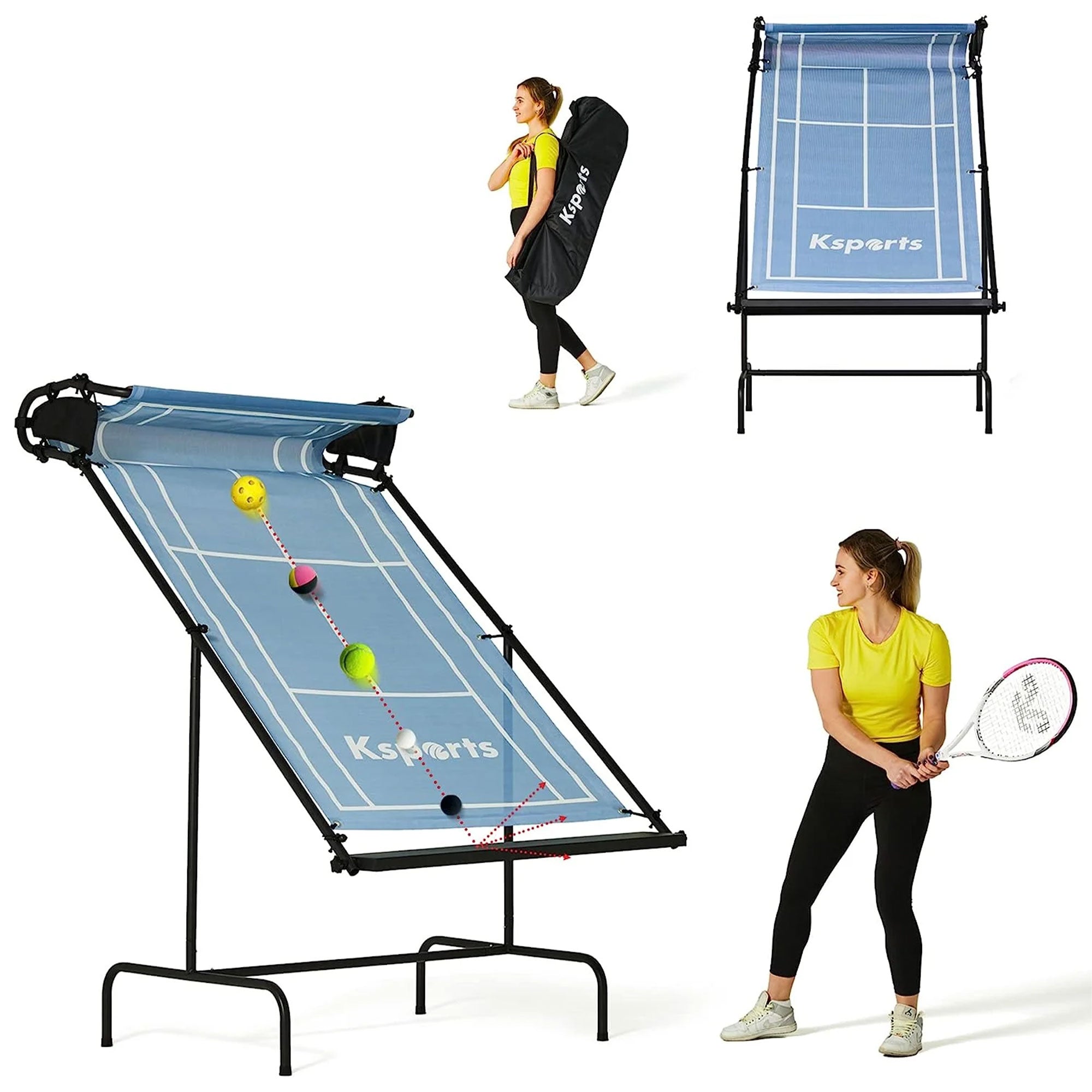 Ksports Racket Sports Indoor Outdoor Tennis Rebounder Net with Carry Bag, Blue - Smart-nests