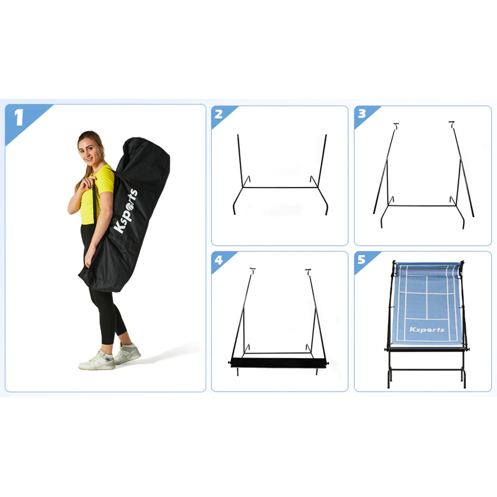 Ksports Racket Sports Indoor Outdoor Tennis Rebounder Net with Carry Bag, Blue - Smart-nests