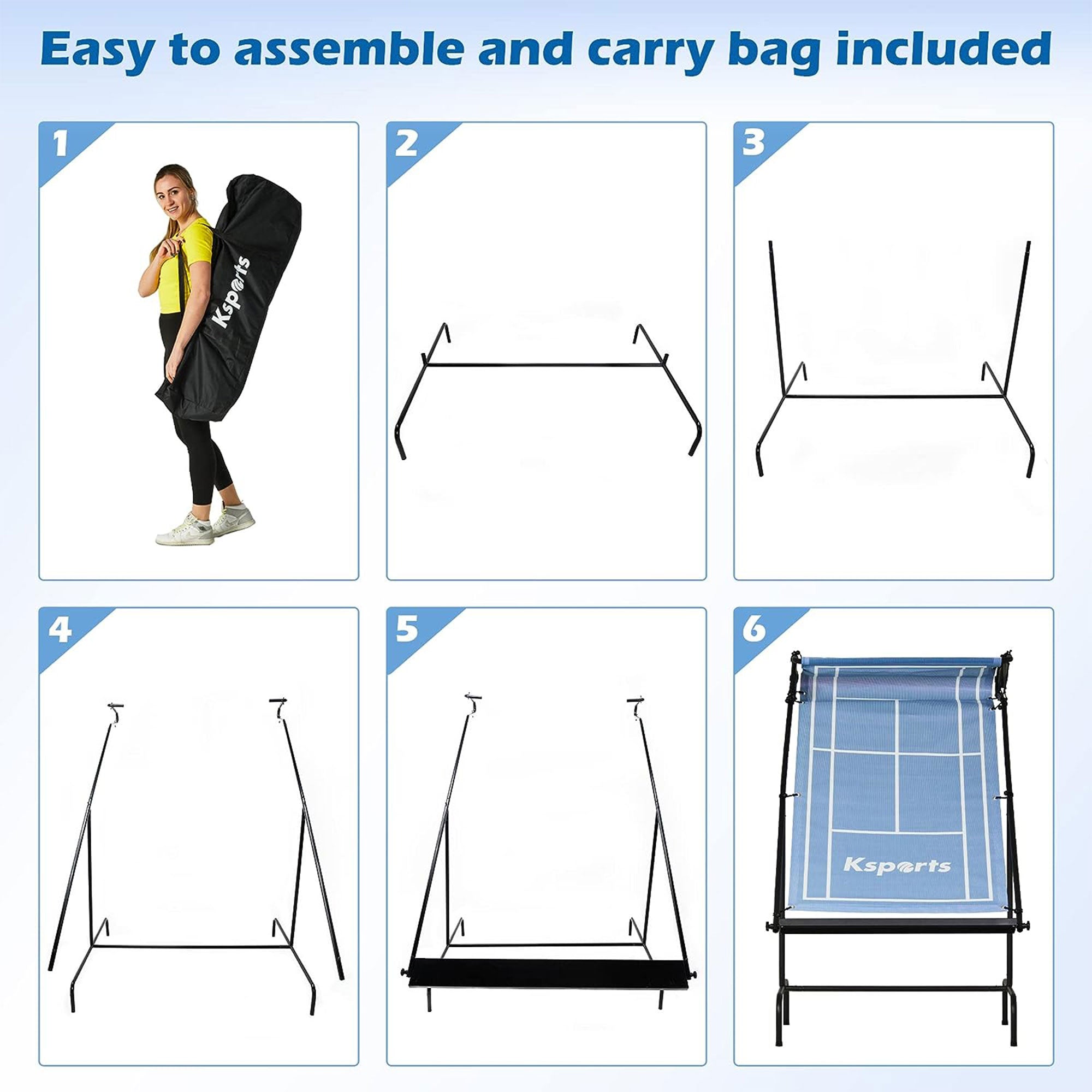 Ksports Racket Sports Indoor Outdoor Tennis Rebounder Net with Carry Bag, Blue - Smart-nests