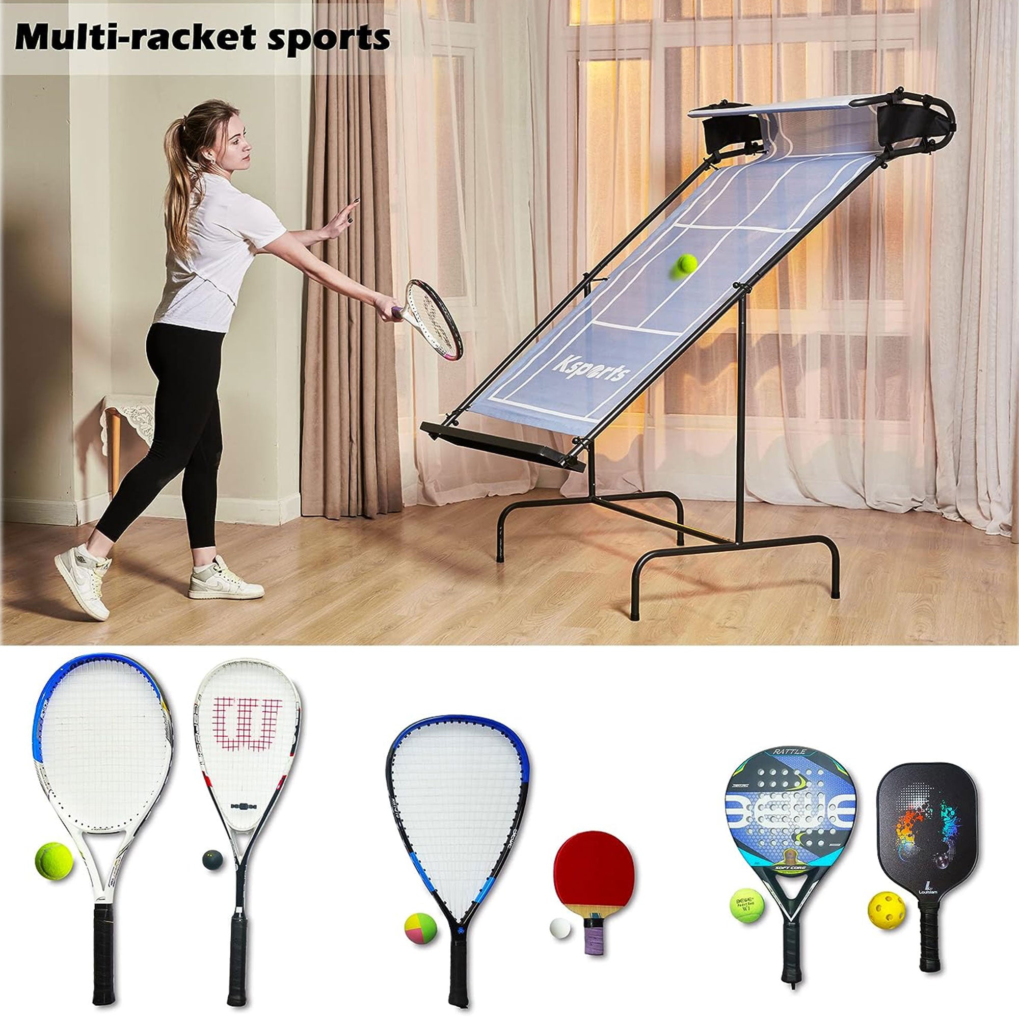 Ksports Racket Sports Indoor Outdoor Tennis Rebounder Net with Carry Bag, Blue - Smart-nests