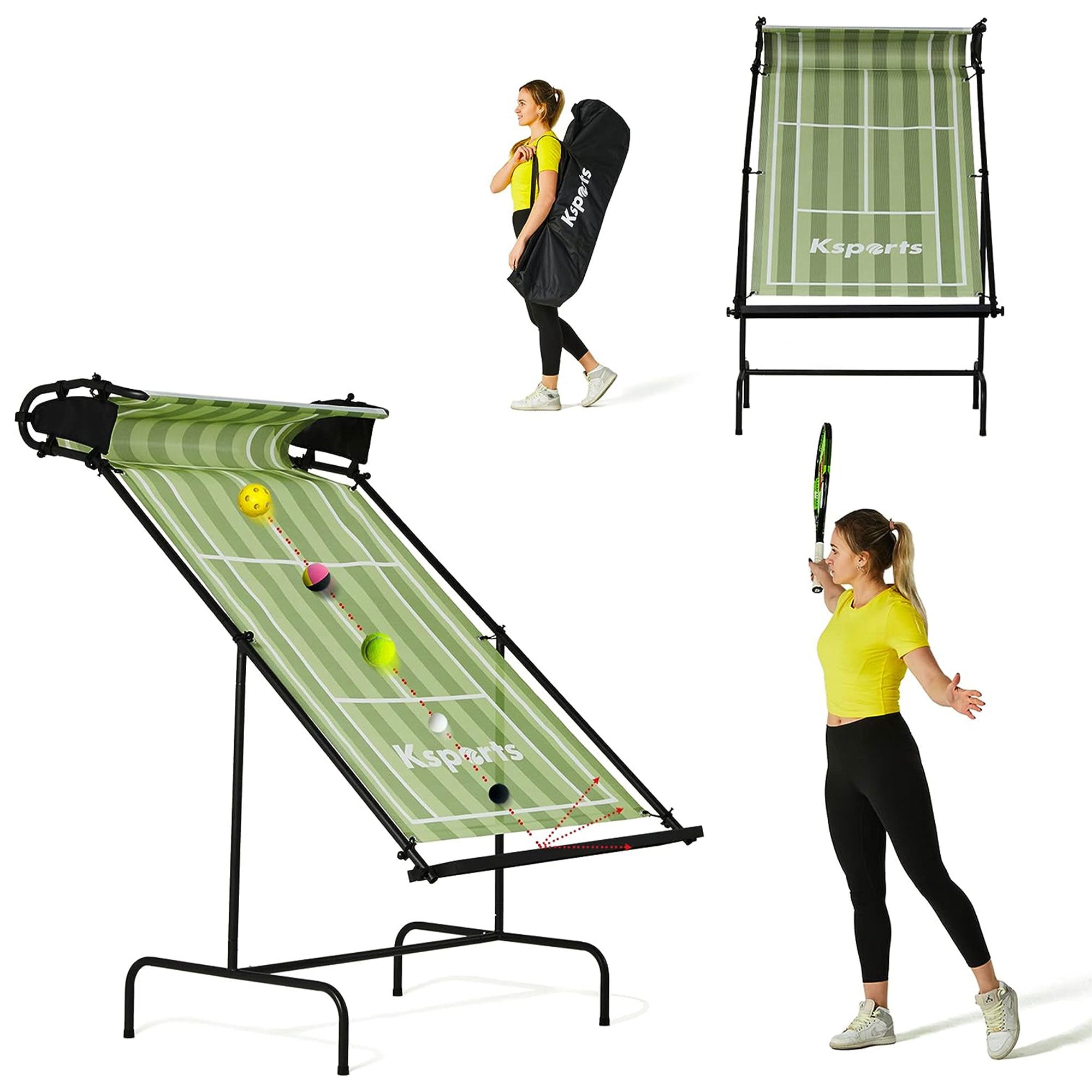 Ksports Racket Sports Indoor Outdoor Tennis Rebounder Net with Carry Bag, Green - Smart-nests