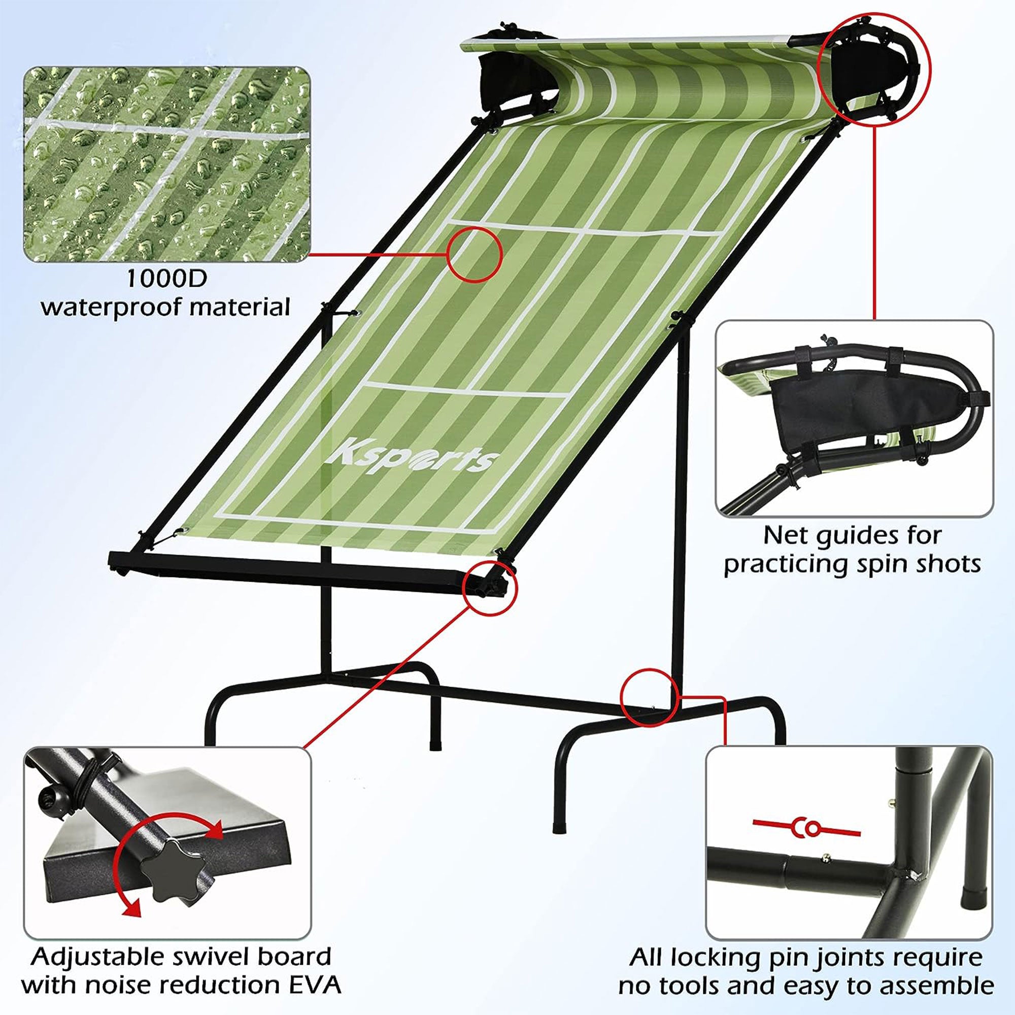 Ksports Racket Sports Indoor Outdoor Tennis Rebounder Net with Carry Bag, Green - Smart-nests
