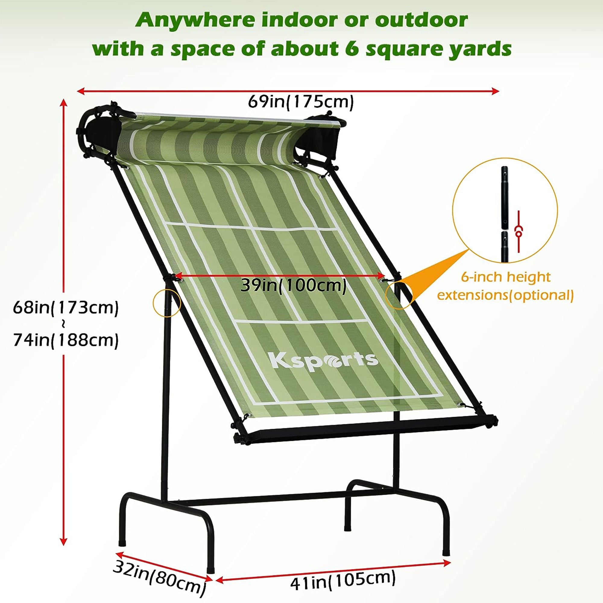 Ksports Racket Sports Indoor Outdoor Tennis Rebounder Net with Carry Bag, Green - Smart-nests