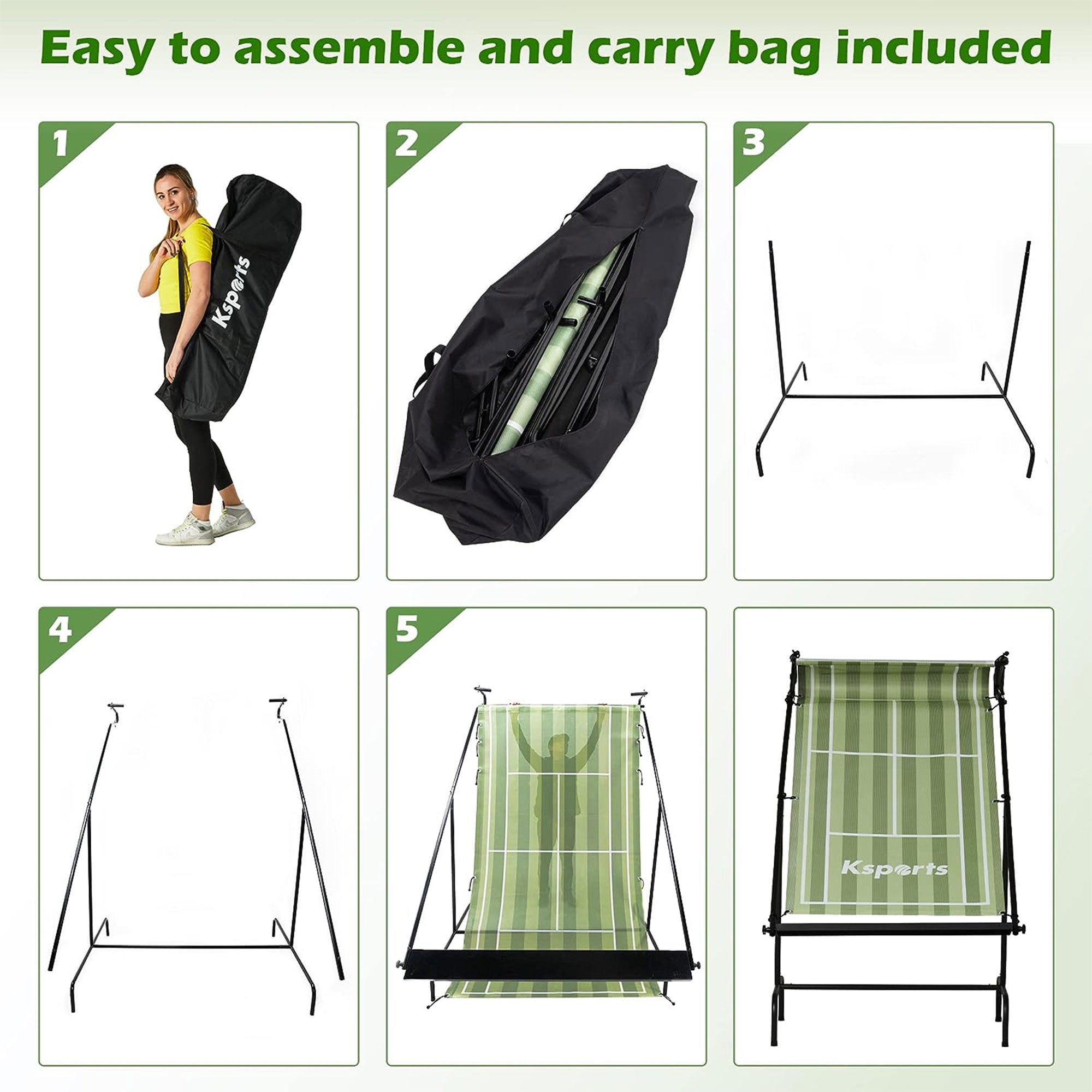 Ksports Racket Sports Indoor Outdoor Tennis Rebounder Net with Carry Bag, Green - Smart-nests