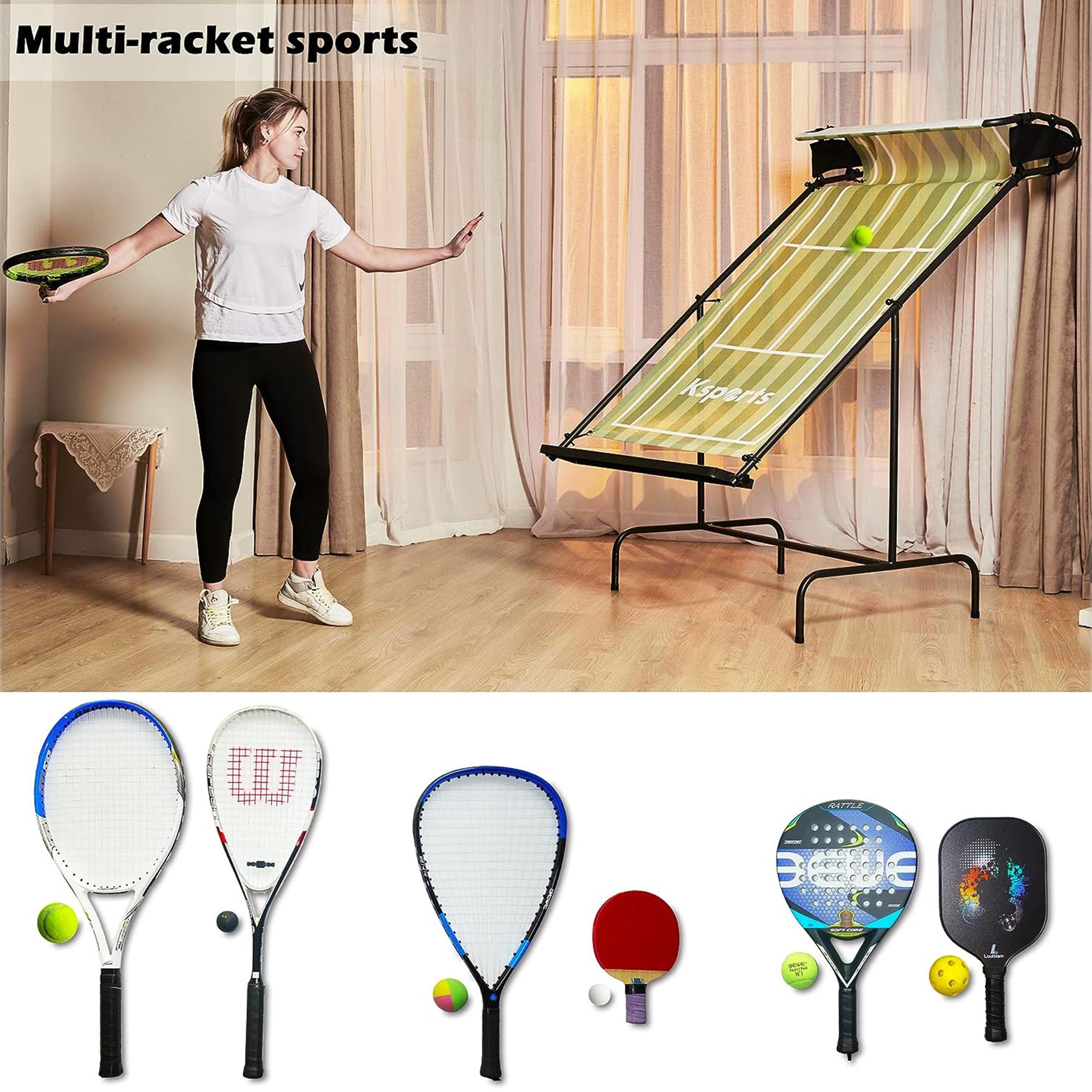 Ksports Racket Sports Indoor Outdoor Tennis Rebounder Net with Carry Bag, Green - Smart-nests