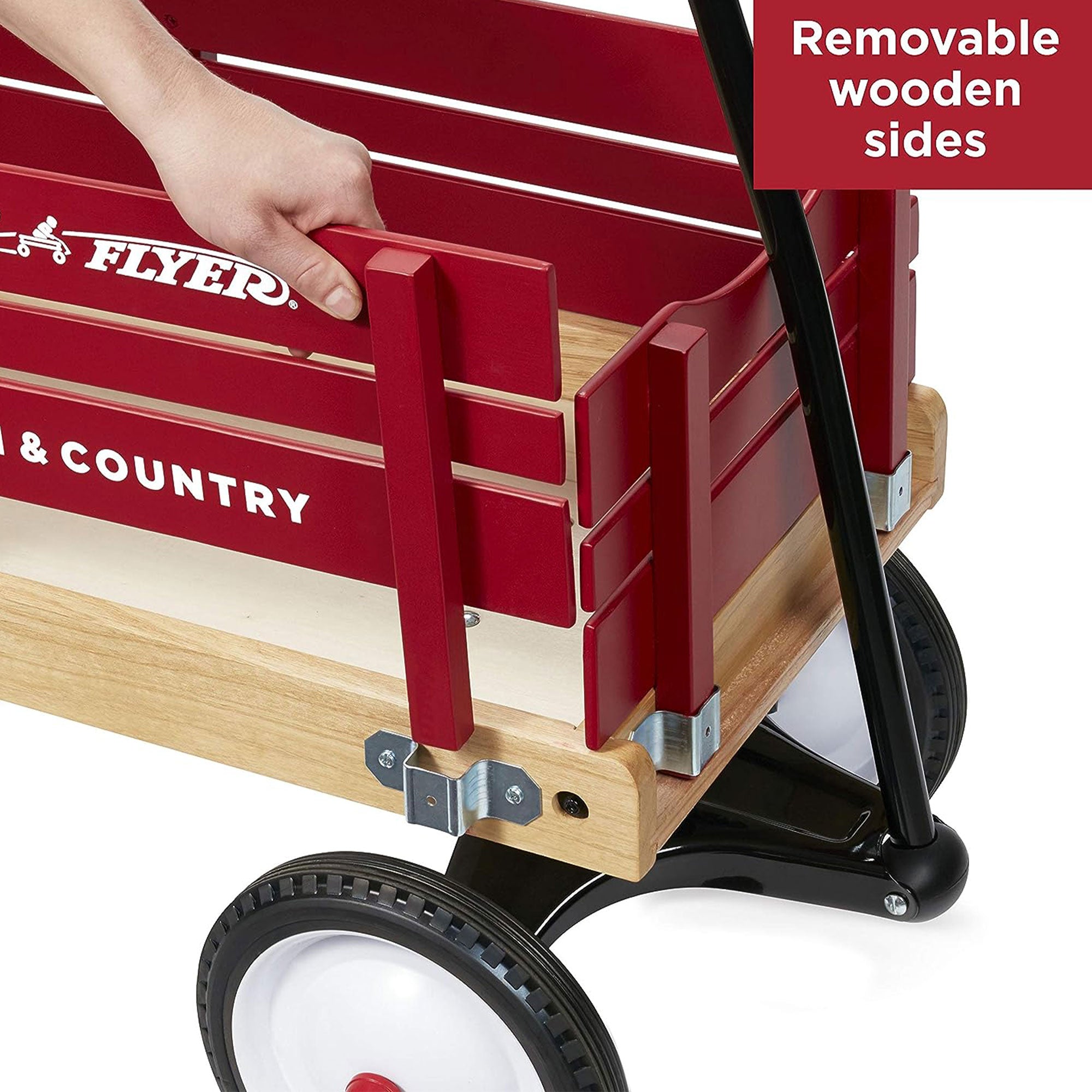 Radio Flyer Town and Country Wooden Kids Wagon with Removable Side Panels, Red - Smart-nests