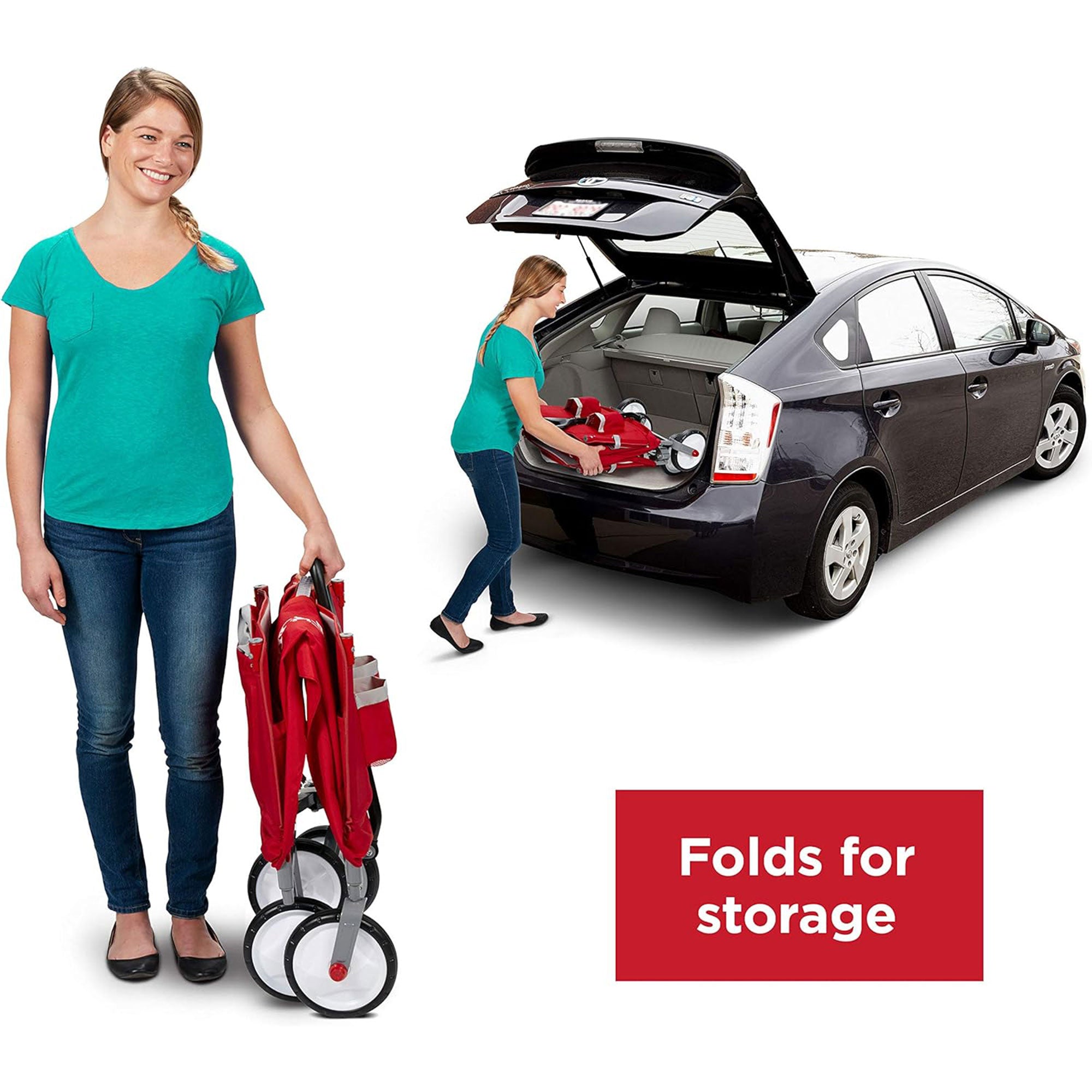Radio Flyer 3 in 1 EZ Fold Wagon with Canopy, Red - Smart-nests