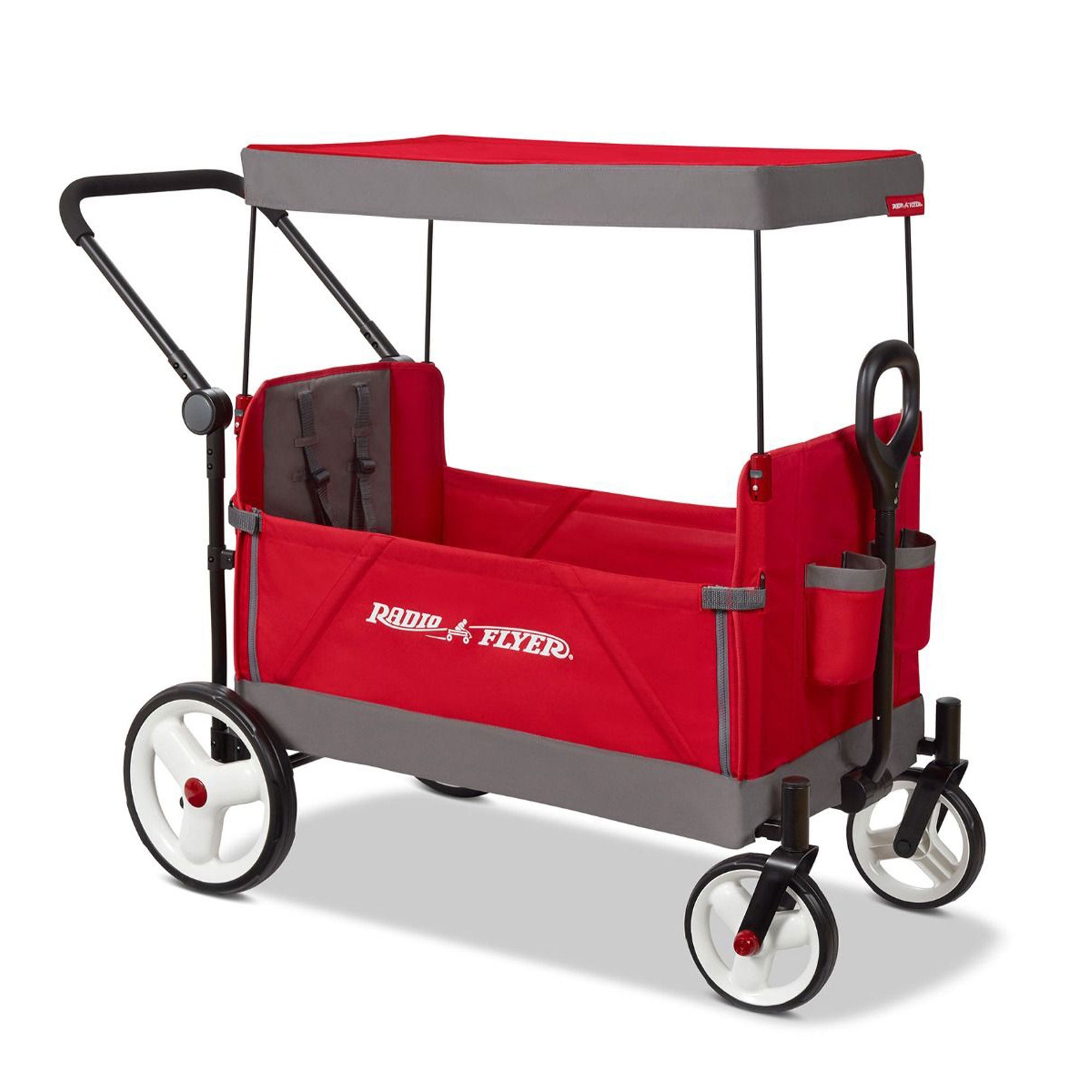 Radio Flyer Convertible Stroll N Wagon with Push and Pull Handle, Red/Black - Smart-nests