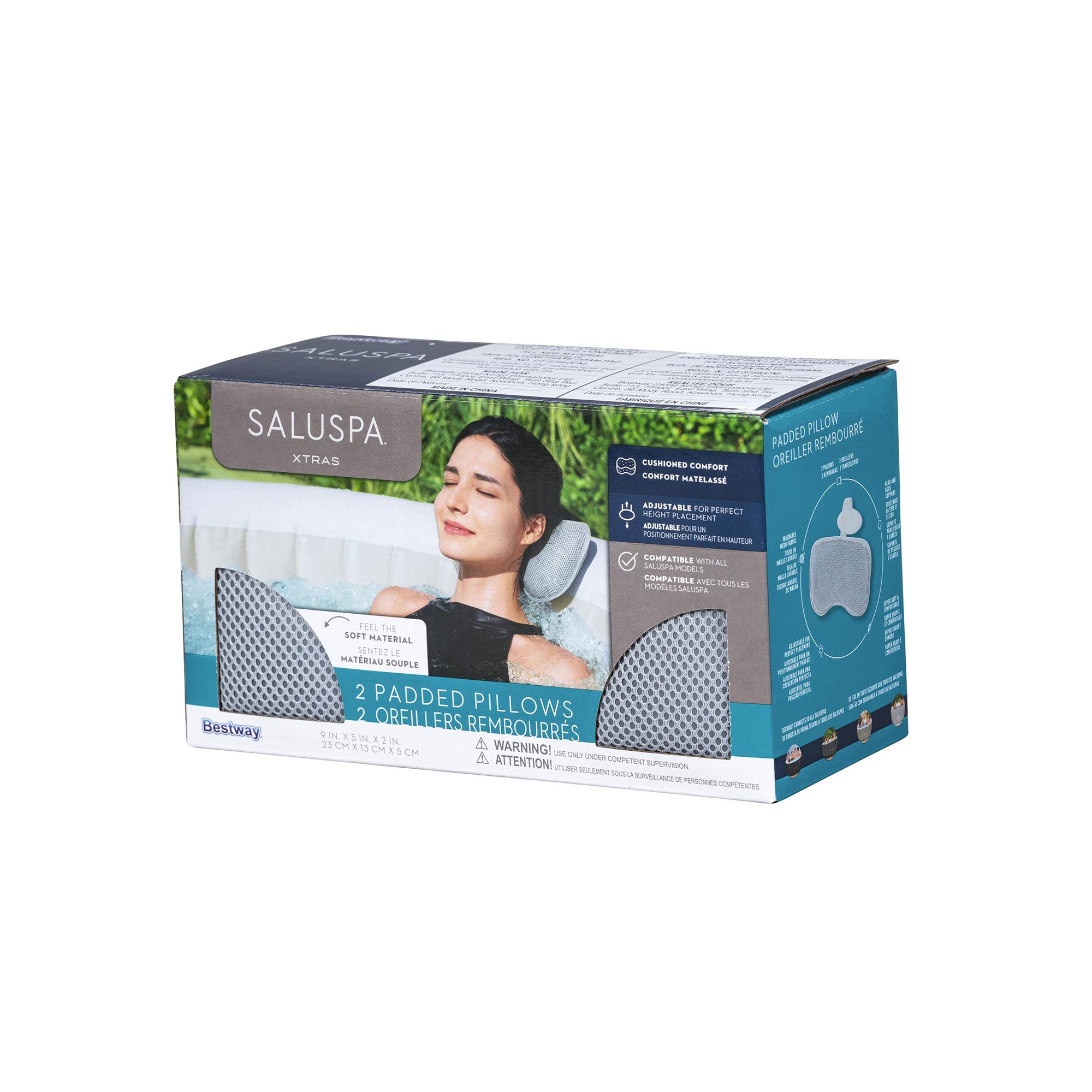 Bestway SaluSpa Padded Headrest Pillows with Adjustable Strap, Gray, 2 Pack - Smart-nests