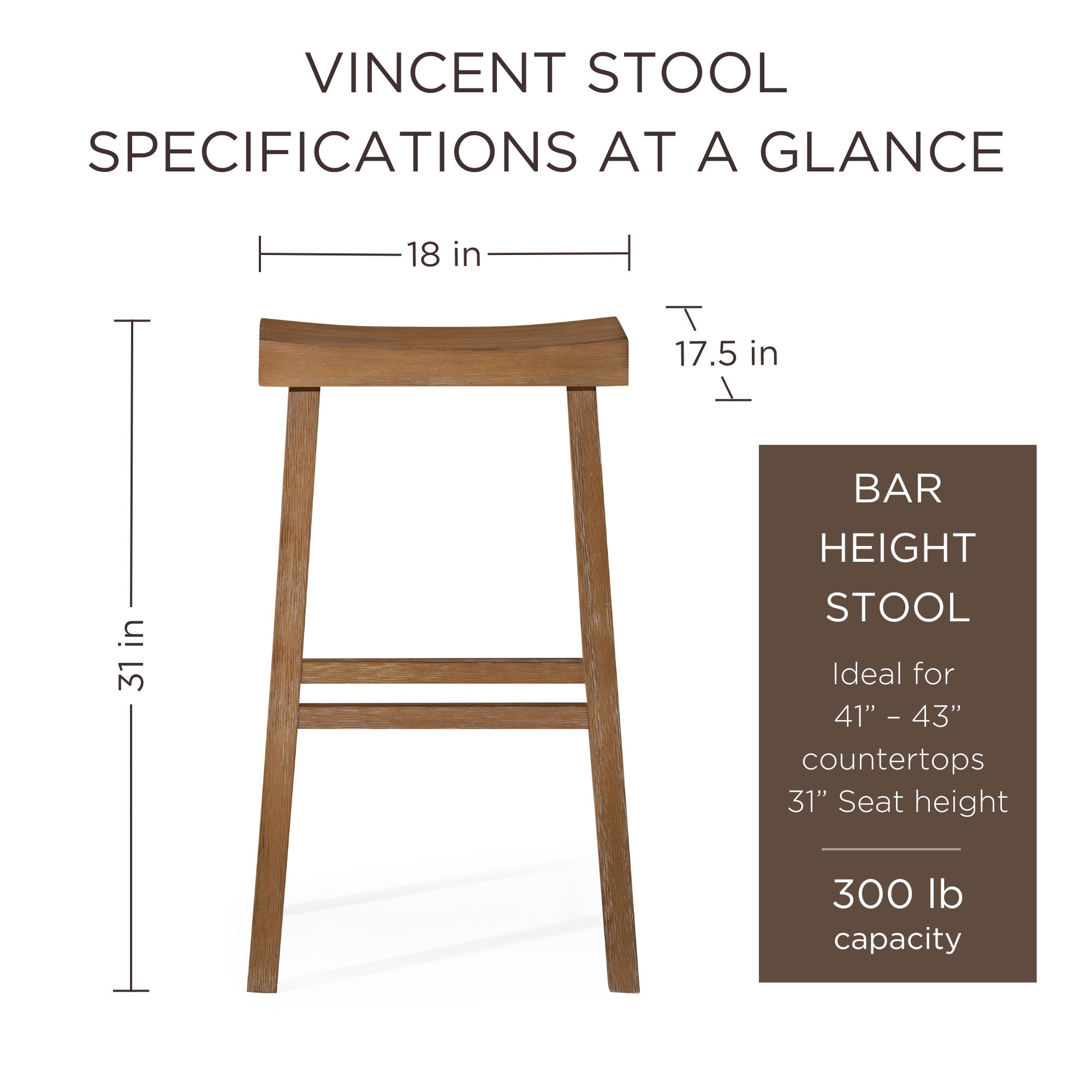 Maven Lane Vincent Wooden Rustic Aesthetic Kitchen Bar Stool, Set of 3 - Smart-nests