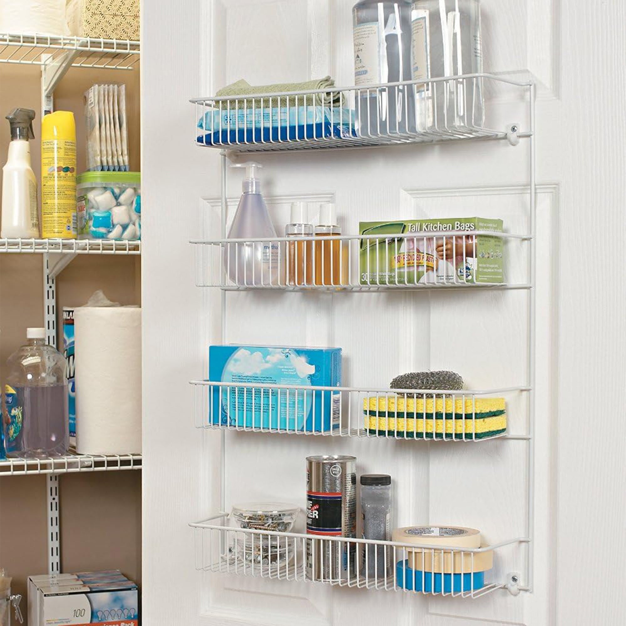 ClosetMaid 4 Tier Door or Wall Mount Rack Organizer for Home and Kitchen, White - Smart-nests